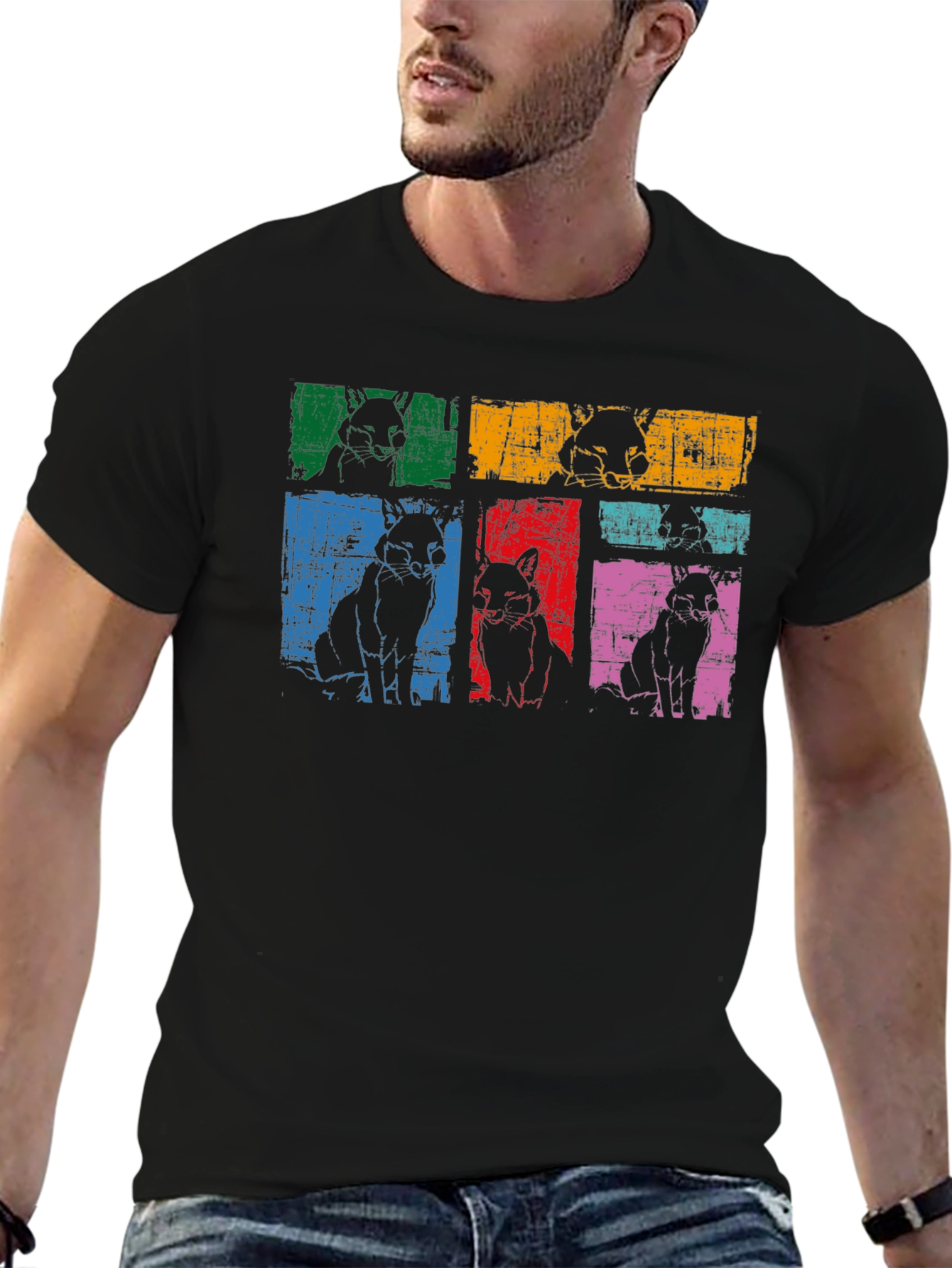Retro Dog Pop Art Black T-Shirt