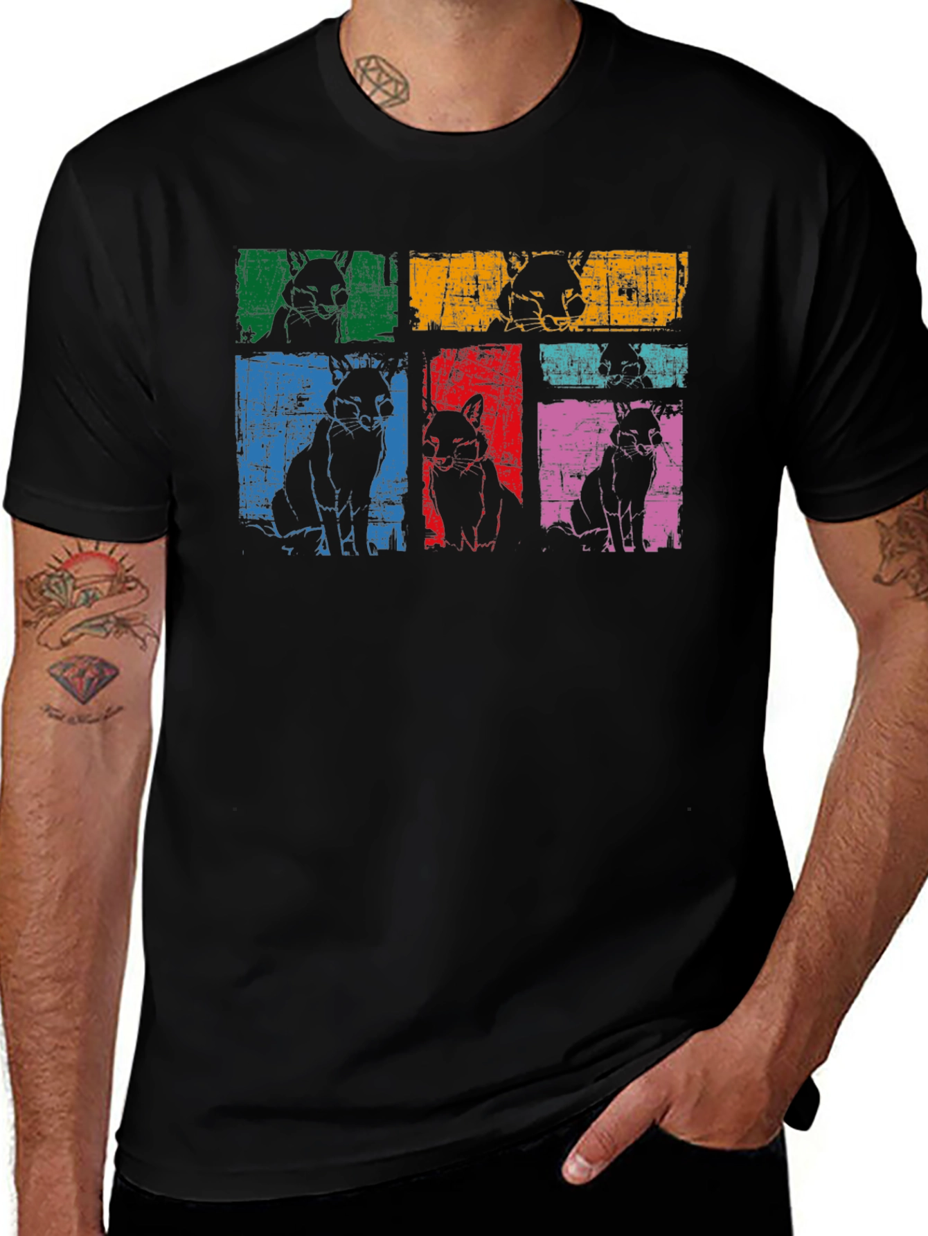Retro Dog Pop Art Black T-Shirt