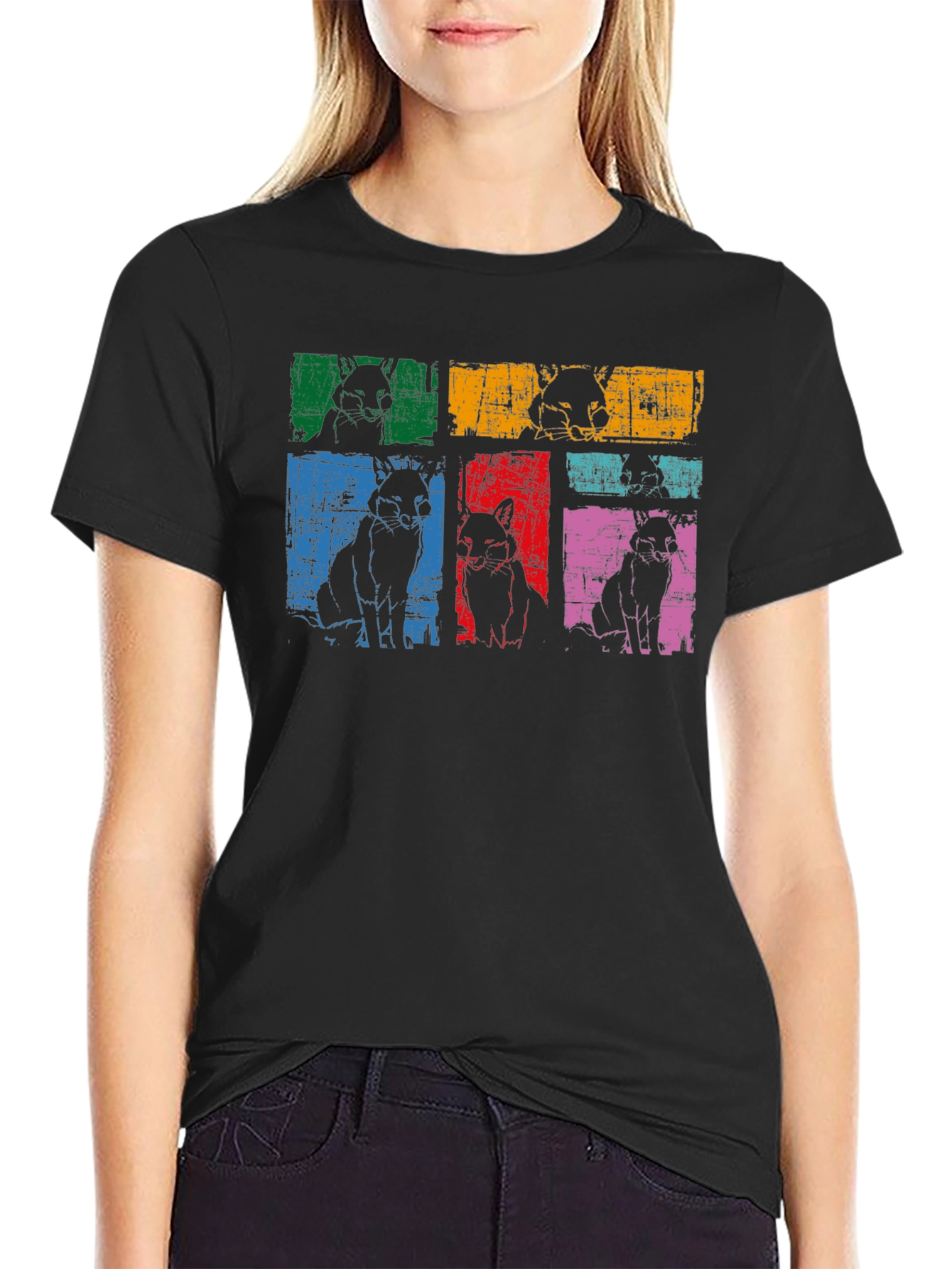 Retro Dog Pop Art Black T-Shirt