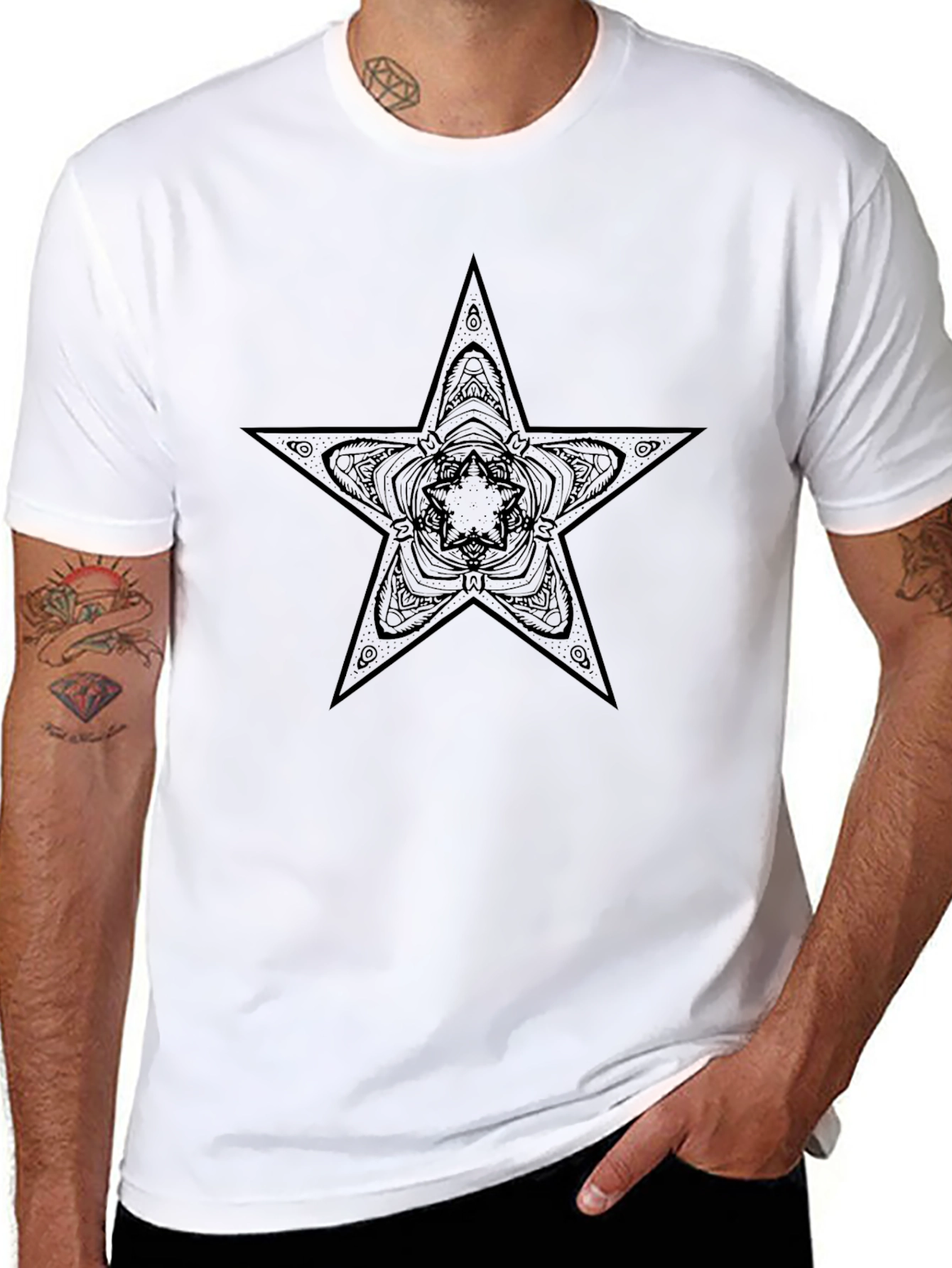 Star Mandala Graphic Tee - Black Cotton Comfort