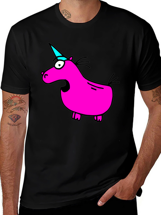 Funny Pink Unicorn Black T-Shirt