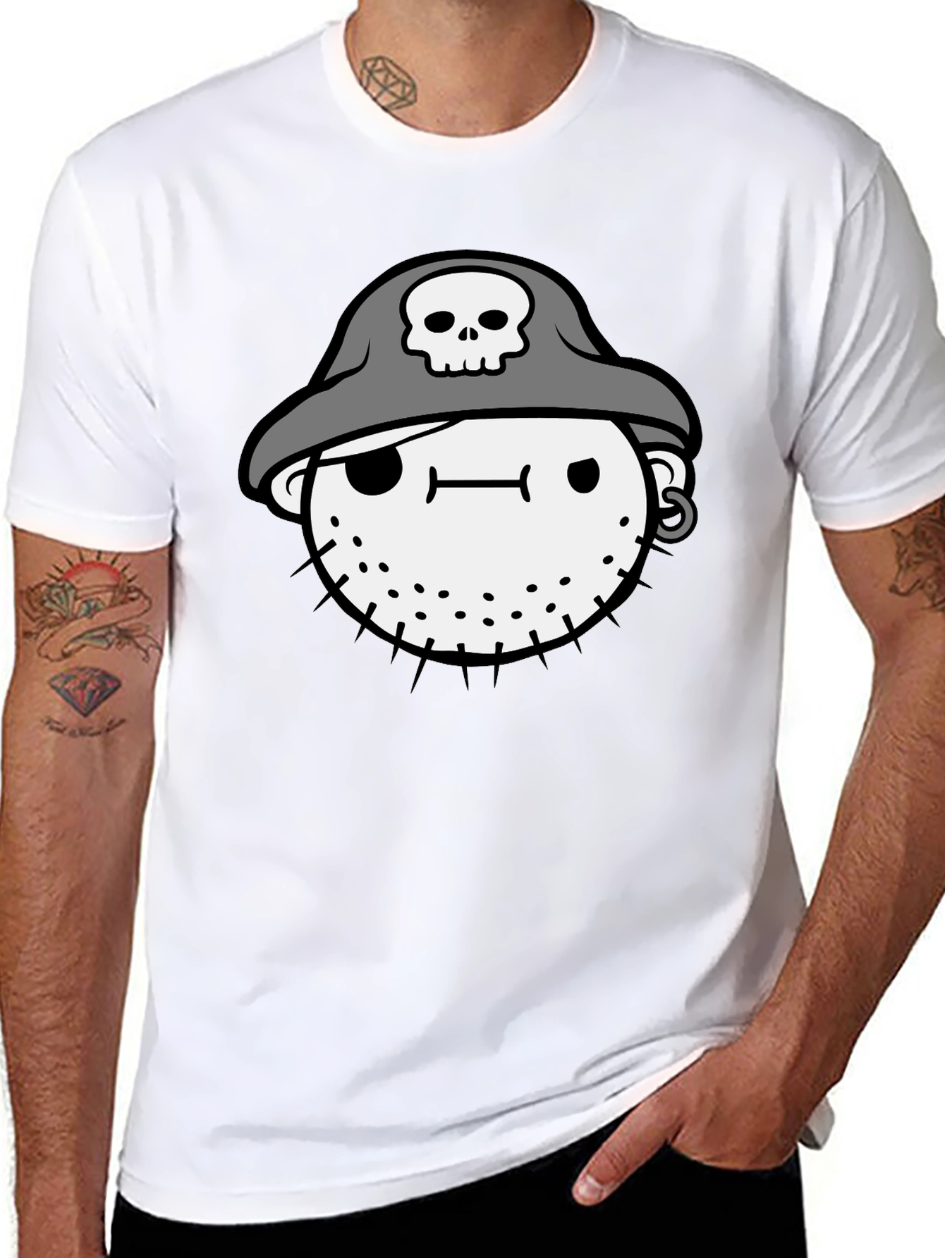 Pirate Face Graphic Black T-Shirt