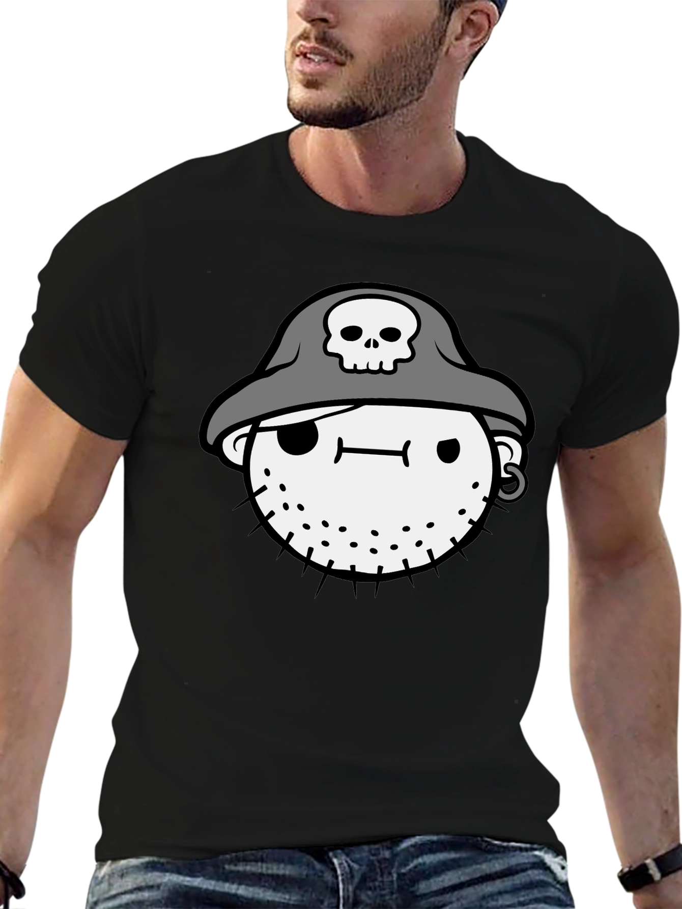 Pirate Face Graphic Black T-Shirt