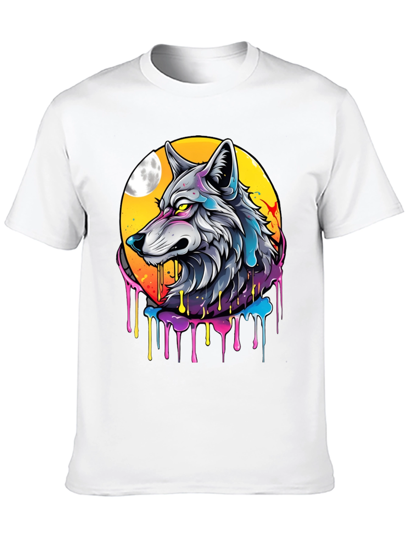 Wolf Moon Graphic Tee - Artistic Black T-Shirt