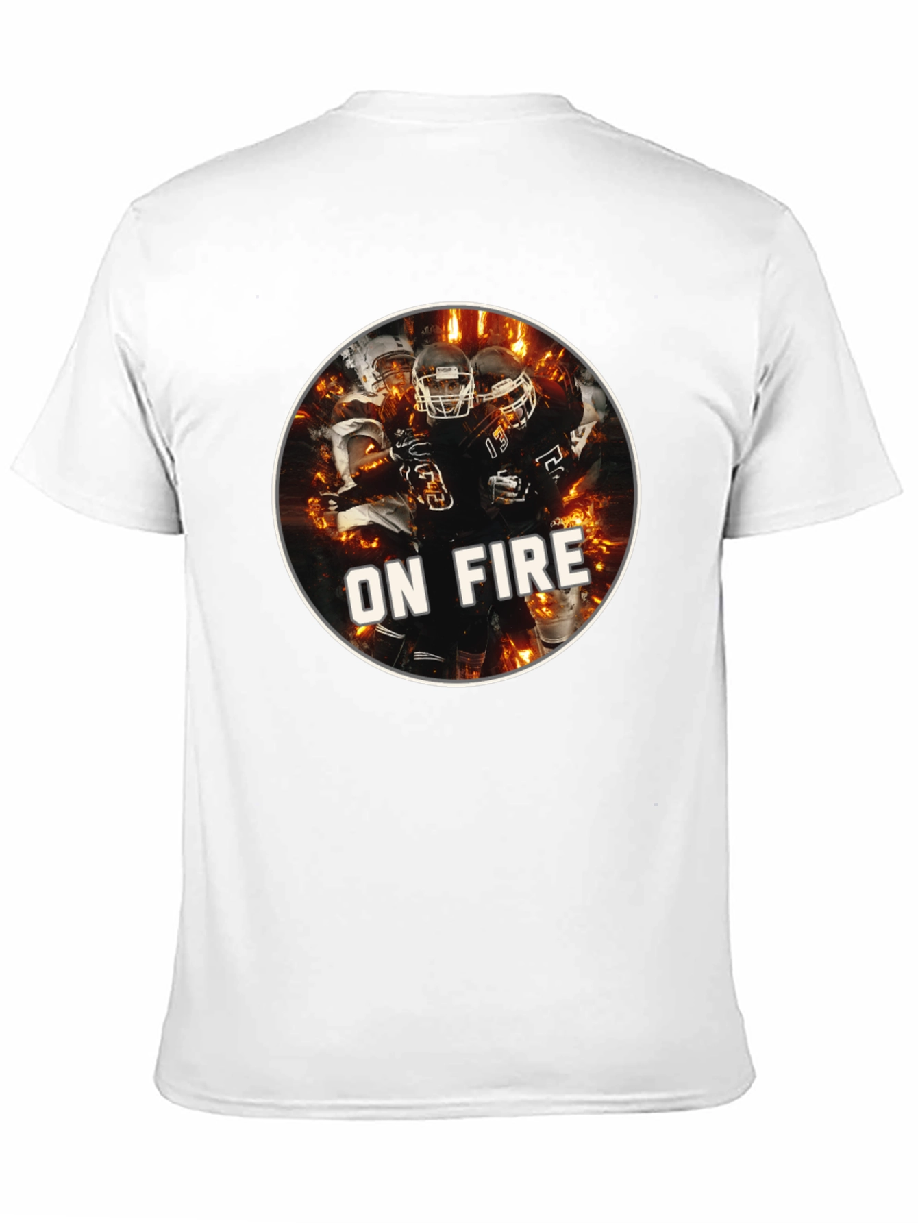 Mens Black On Fire Football Graphic T-Shirt