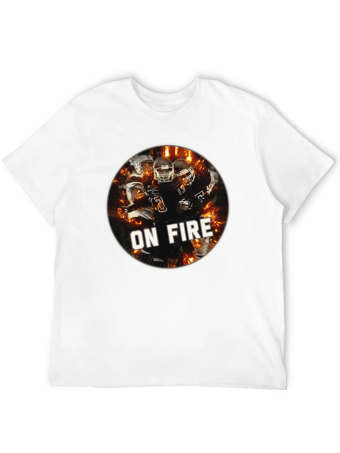 Mens Black On Fire Football Graphic T-Shirt