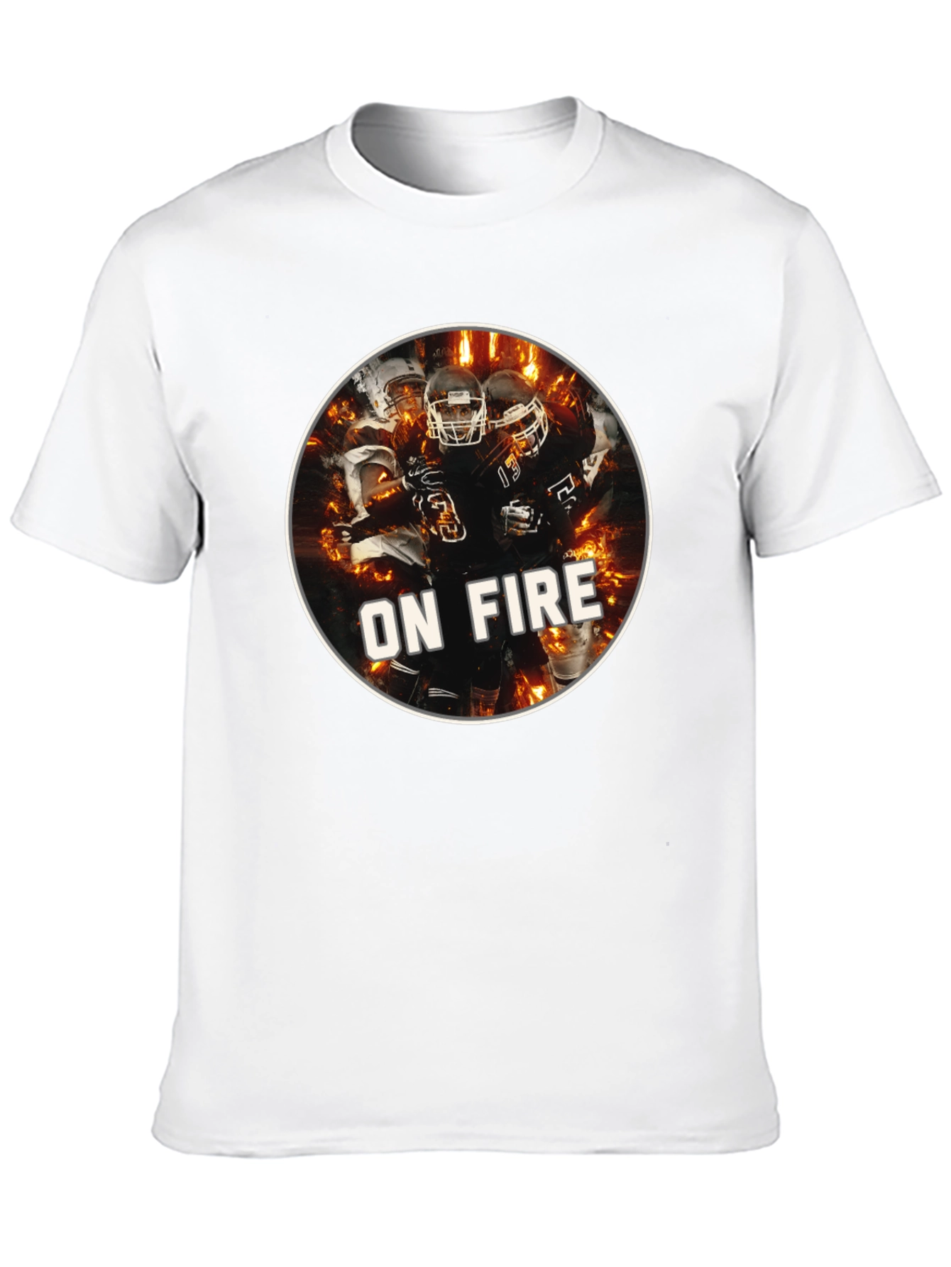 Mens Black On Fire Football Graphic T-Shirt