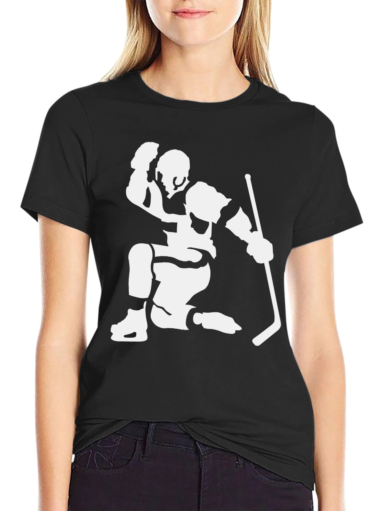 Hockey Player Celebration Black T-Shirt