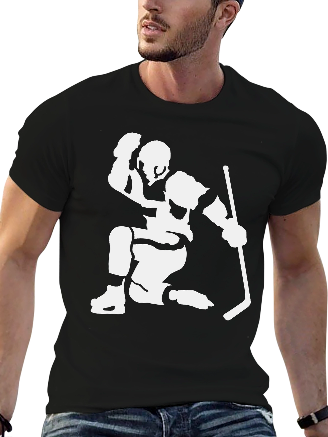 Hockey Player Celebration Black T-Shirt