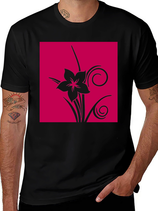 Floral Graphic Print Tee - Black