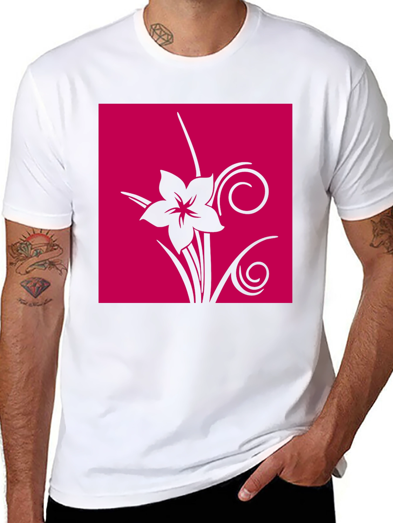 Floral Graphic Print Tee - Black
