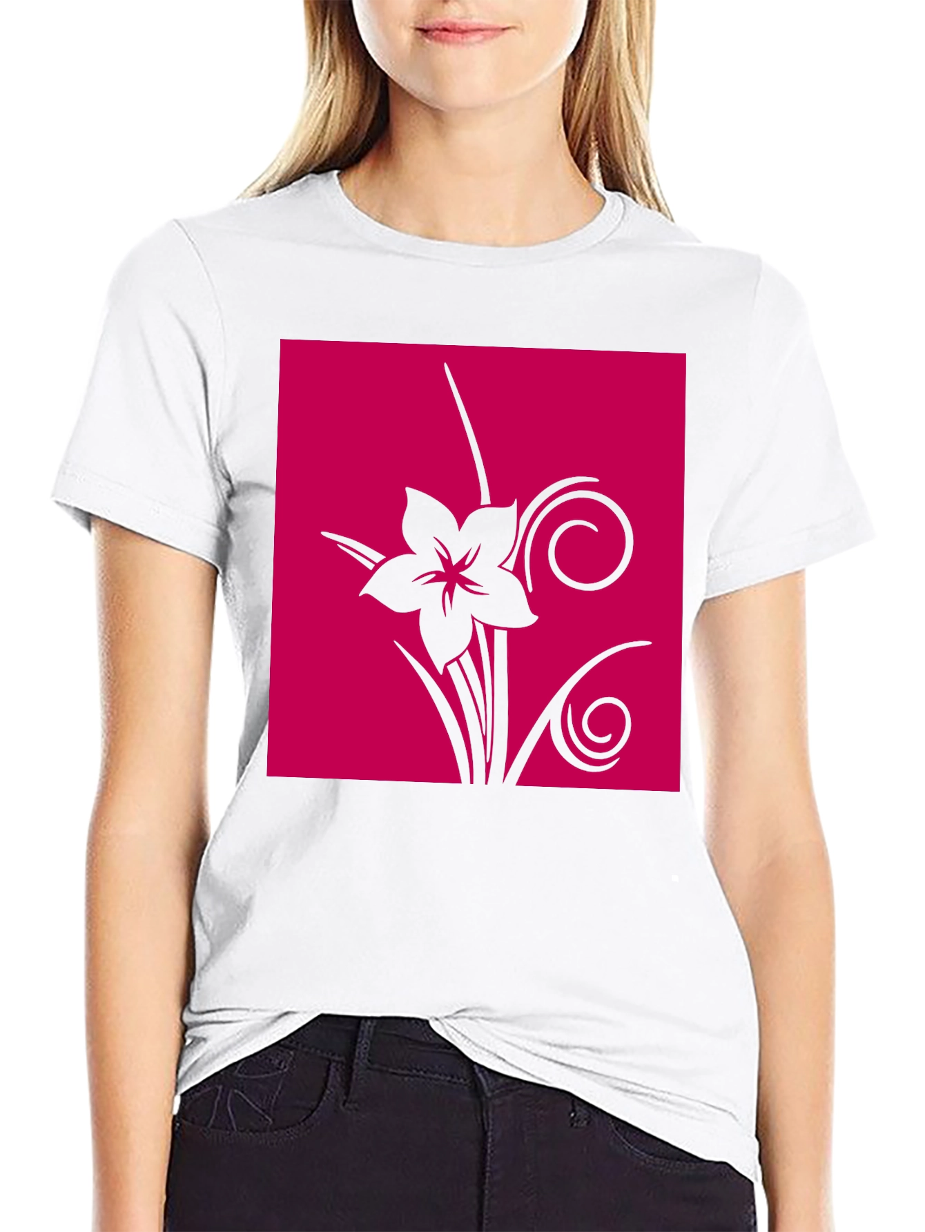 Floral Graphic Print Tee - Black