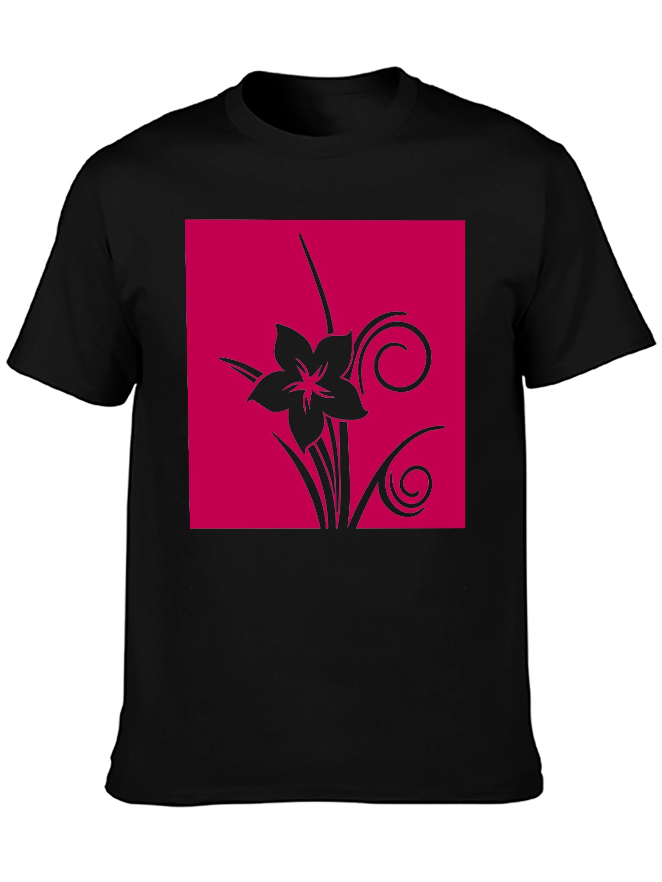 Floral Graphic Print Tee - Black