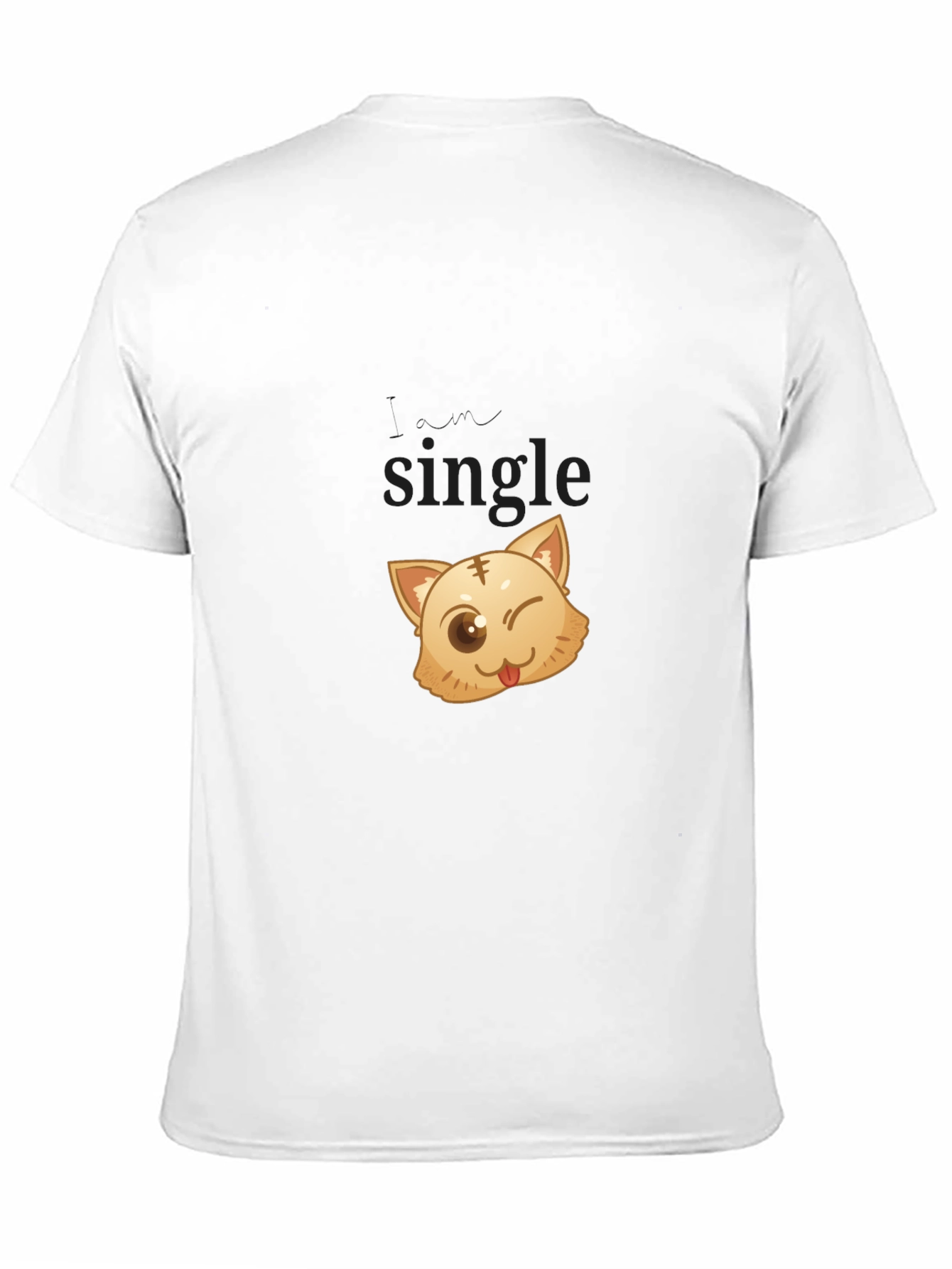 Single Cat Wink Graphic Black T-Shirt