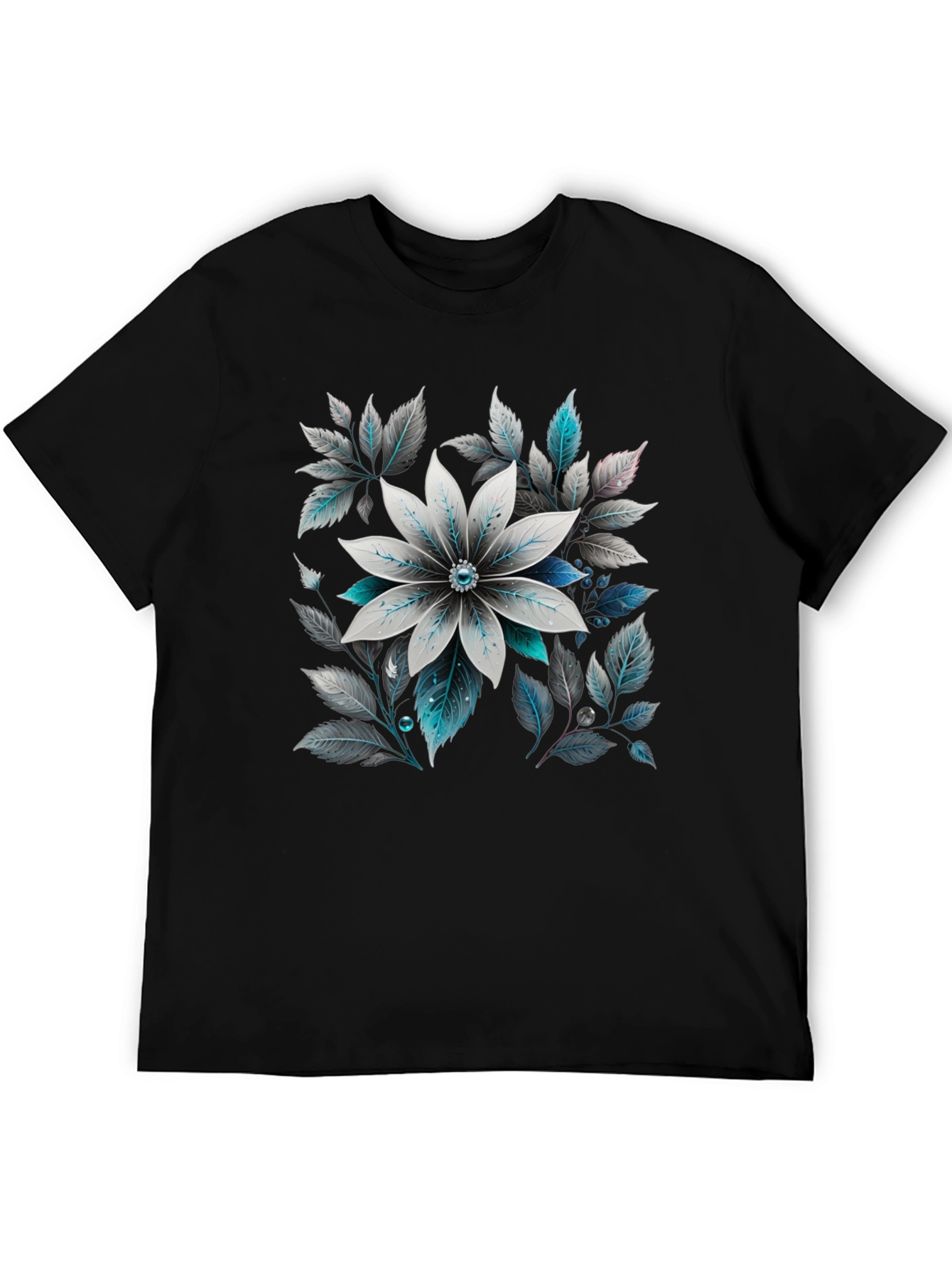 Floral Graphic Tee - Black Cotton Blend