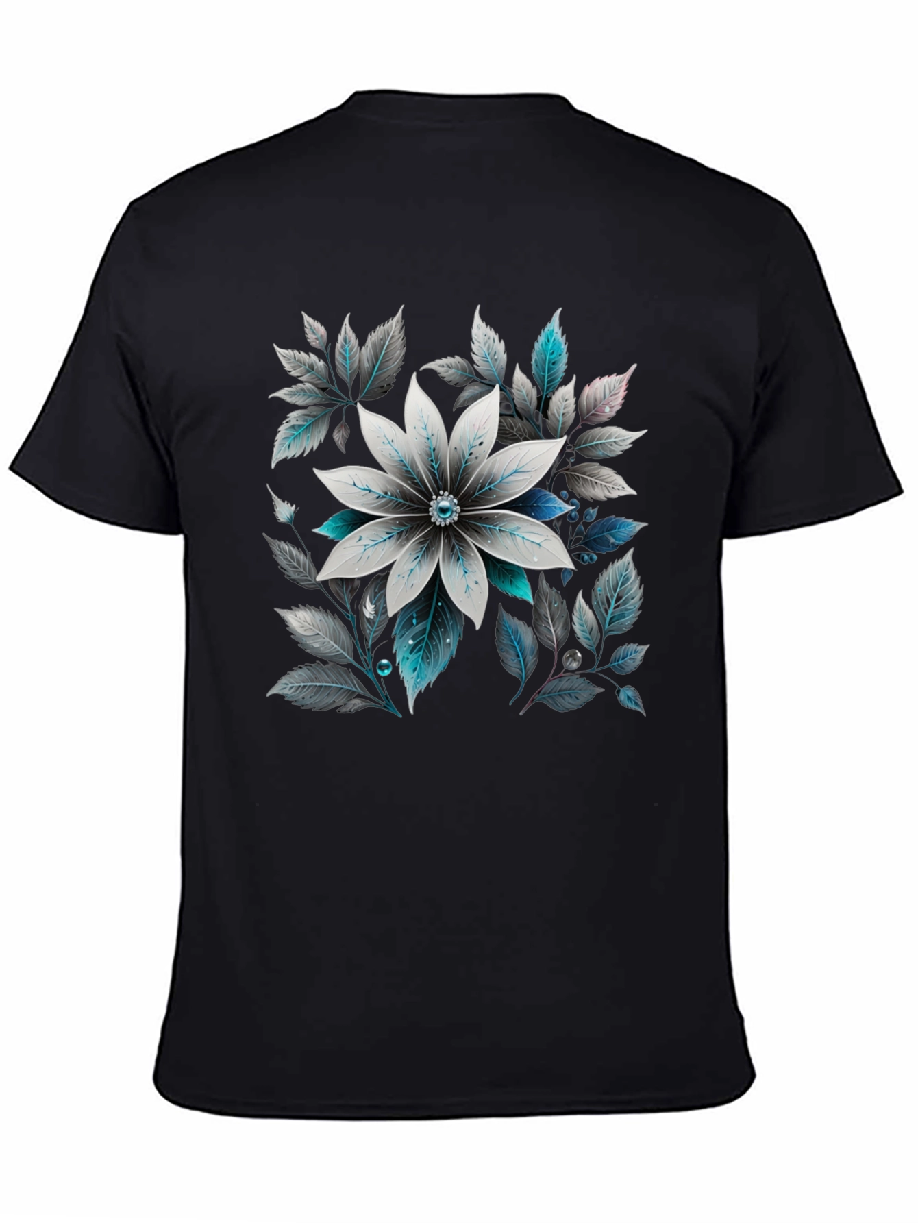 Floral Graphic Tee - Black Cotton Blend