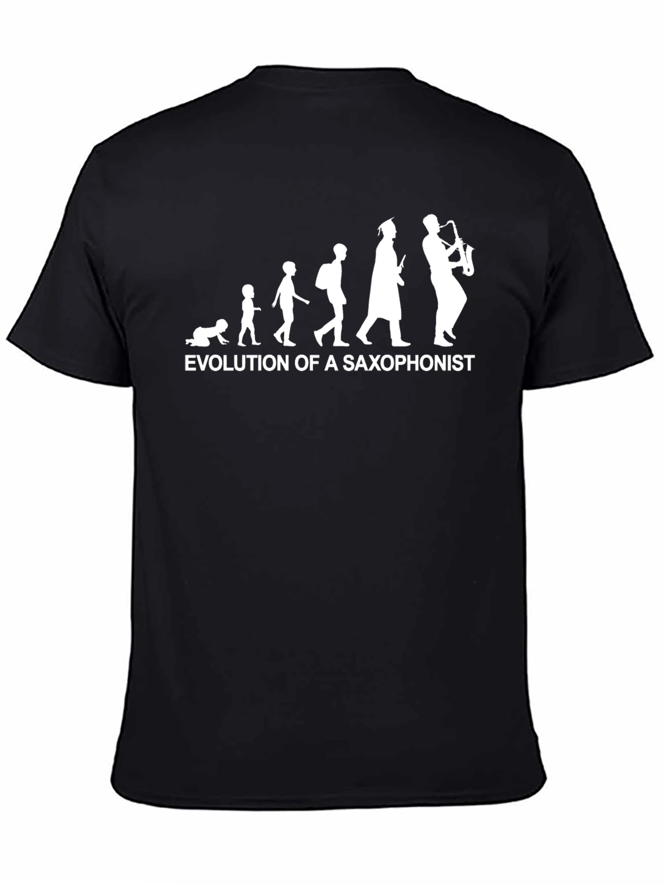 Evolution of Saxophonist Black Cotton T-Shirt