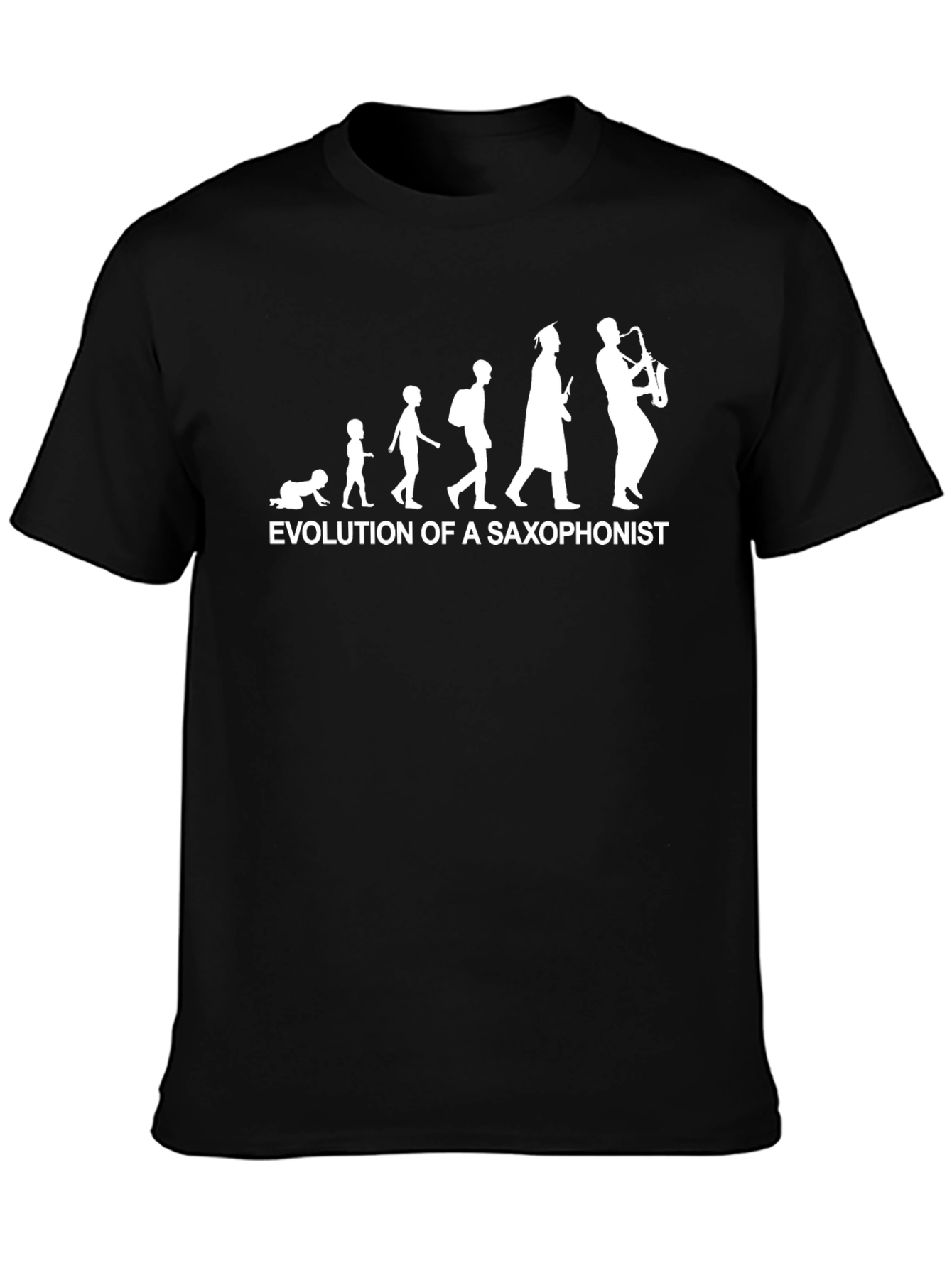 Evolution of Saxophonist Black Cotton T-Shirt