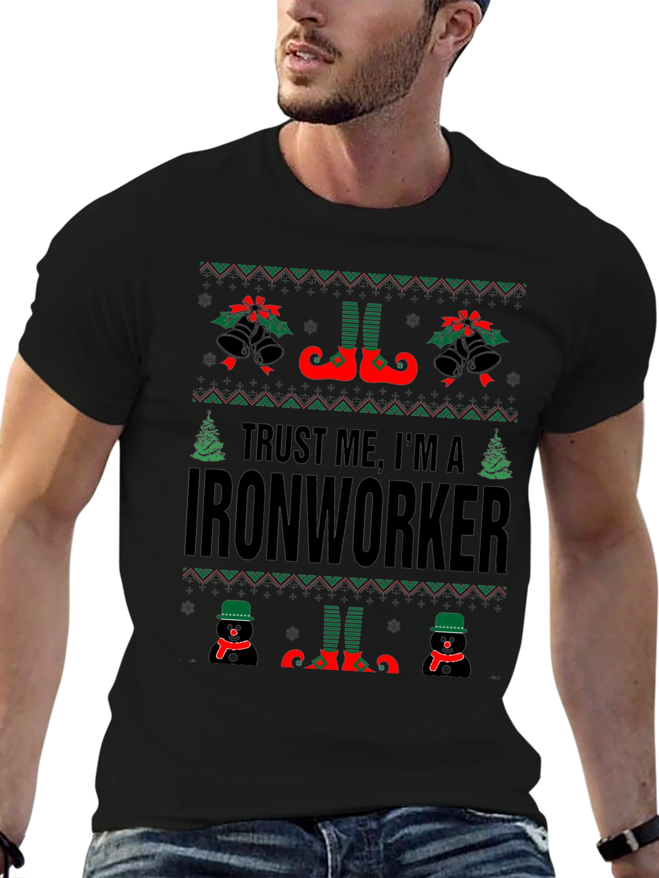 Ironworker Ugly Christmas Sweater T-Shirt