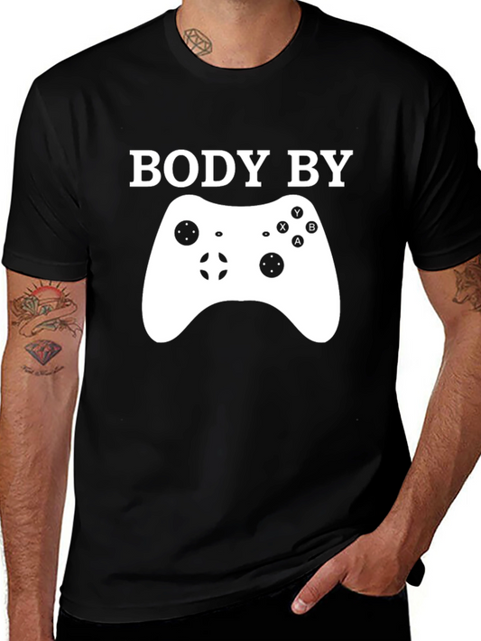 Body By Gaming Black T-Shirt - Gamer Humor Tee