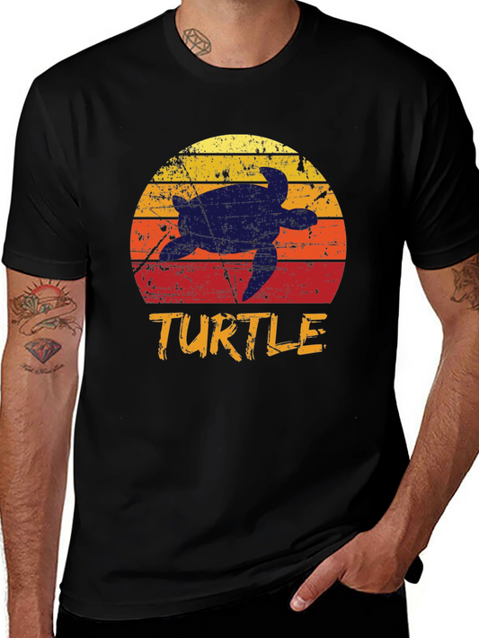 Retro Turtle Sunset Graphic Tee - Comfort & Style