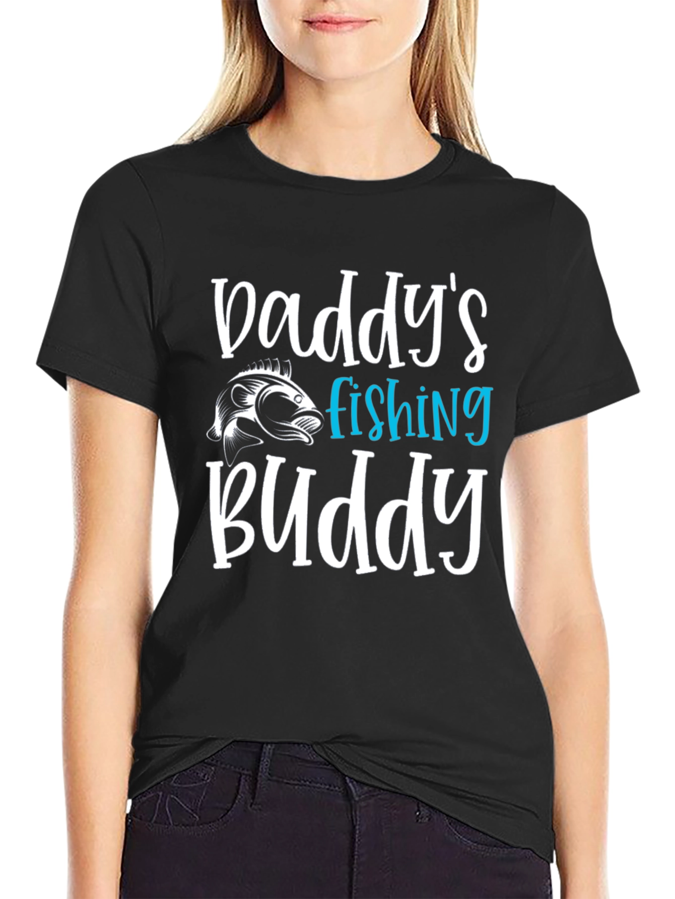 Daddys Fishing Buddy Black Graphic Tee