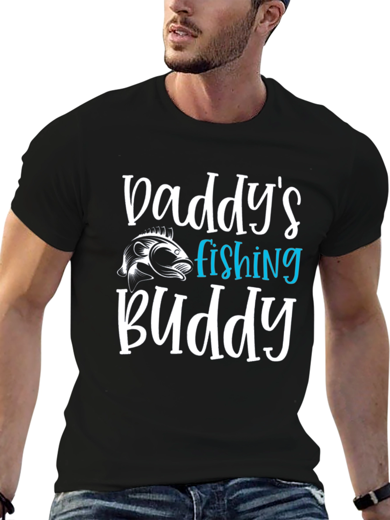 Daddys Fishing Buddy Black Graphic Tee