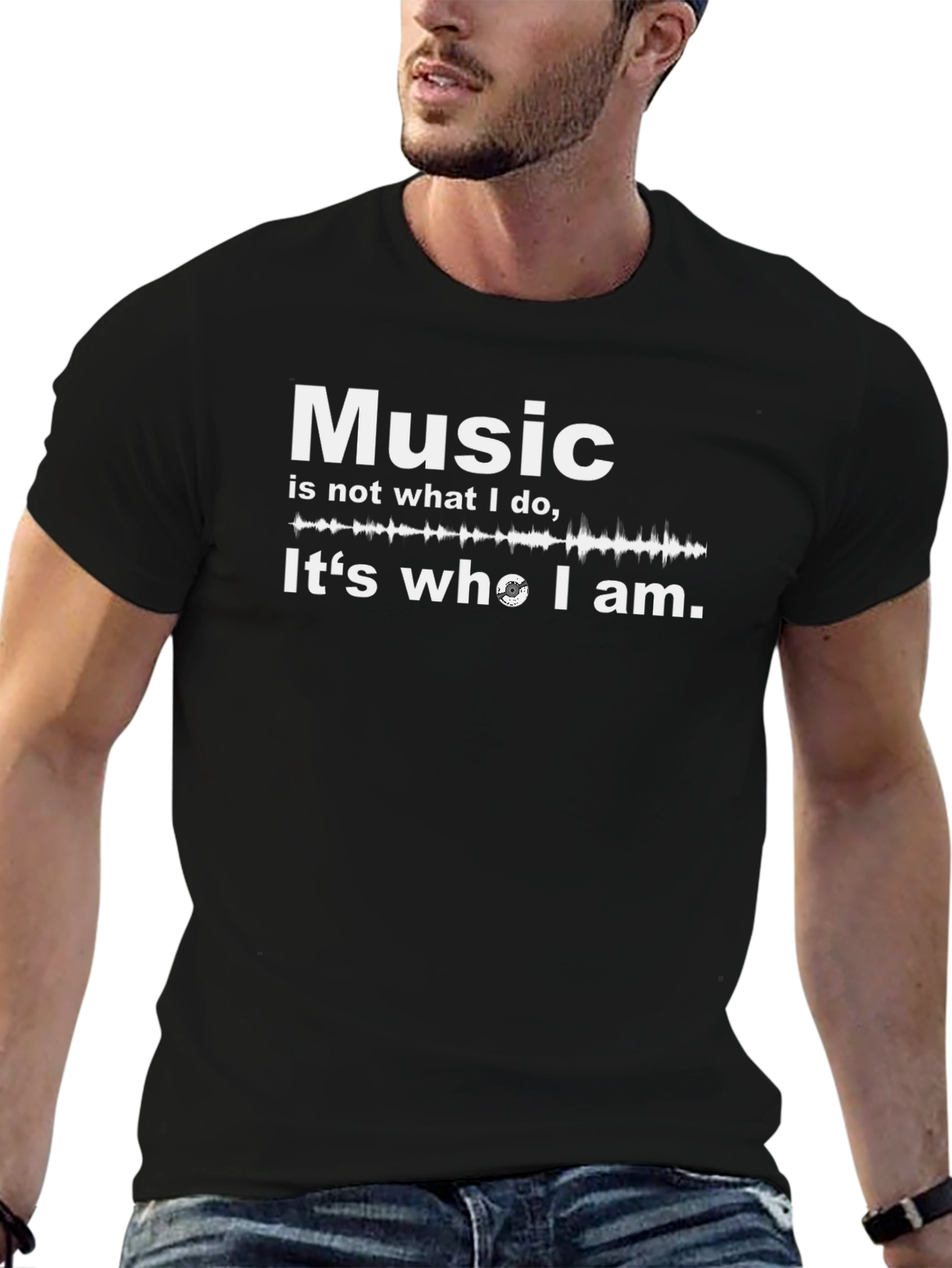 Music Is Who I Am Black Graphic Tee