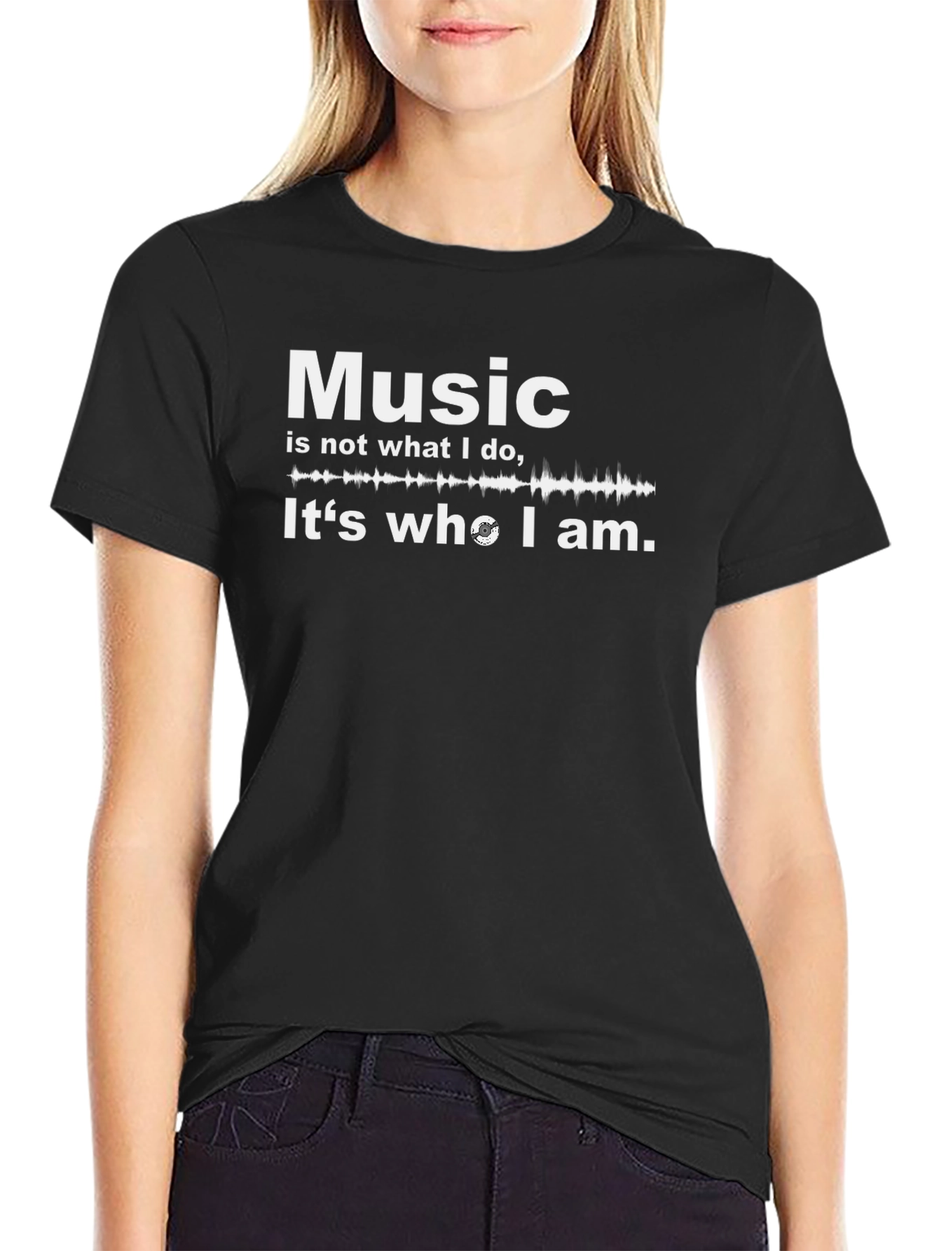 Music Is Who I Am Black Graphic Tee