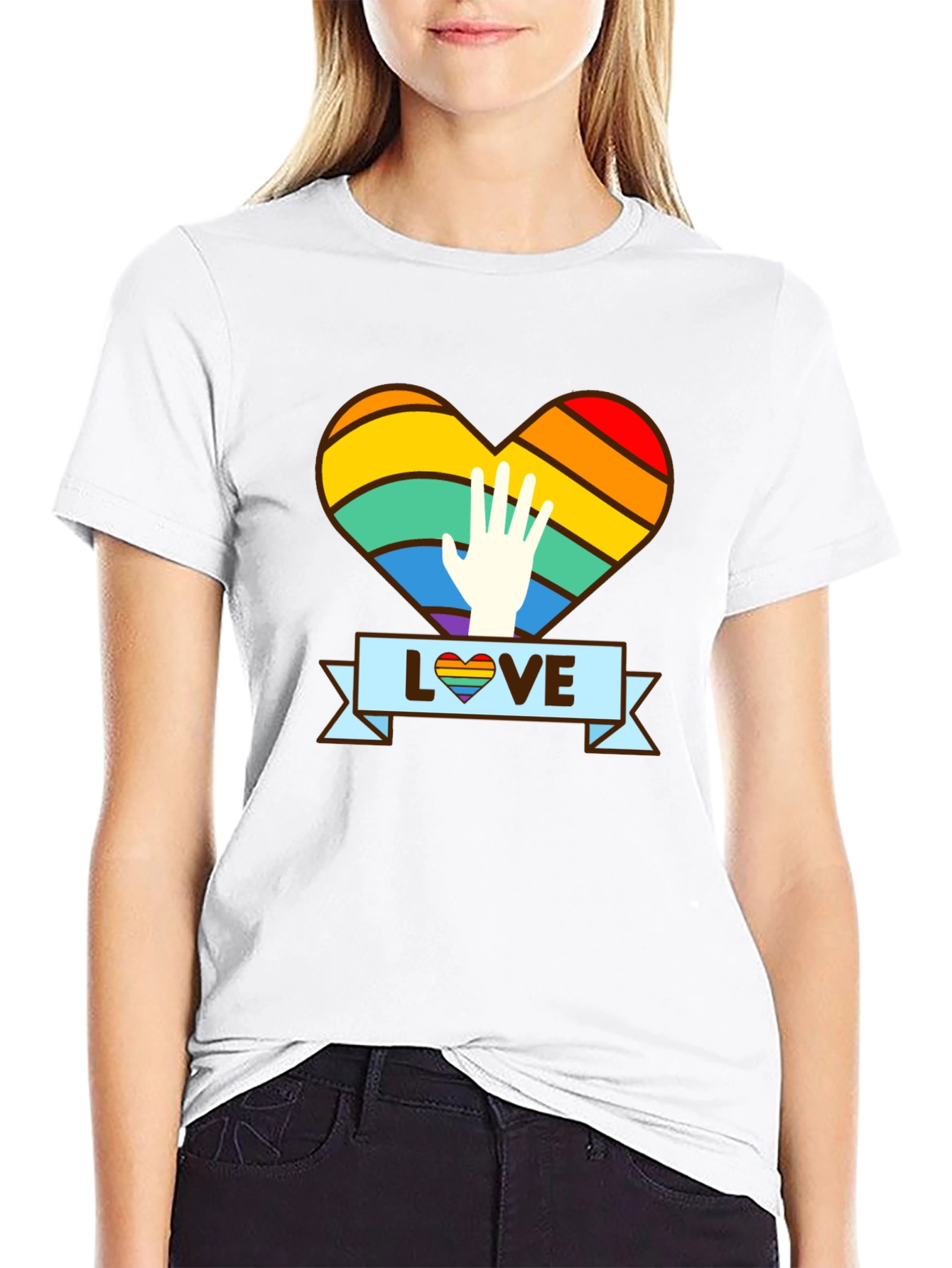 LGBTQ+ Pride Love Rainbow Heart T-Shirt