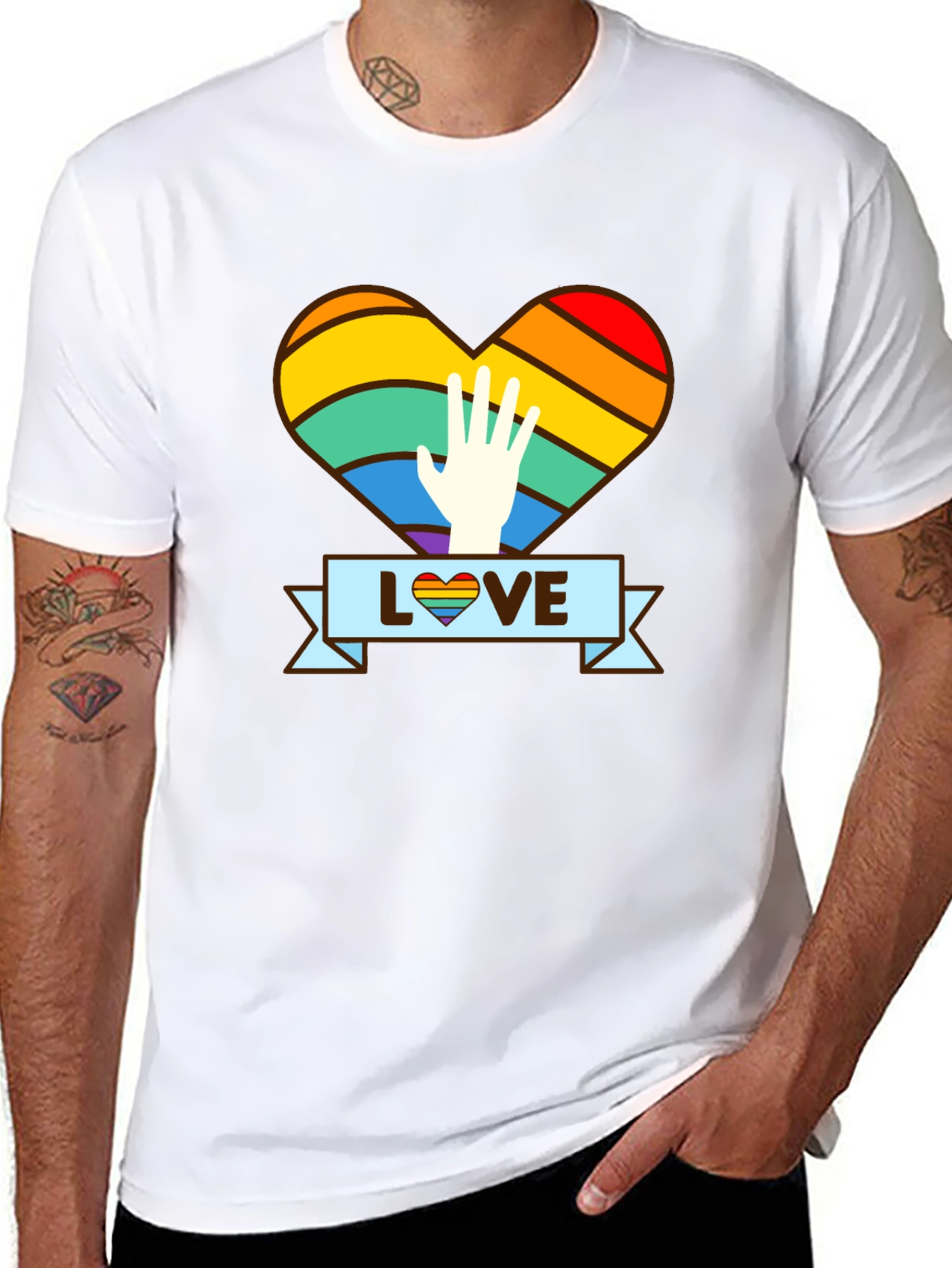 LGBTQ+ Pride Love Rainbow Heart T-Shirt