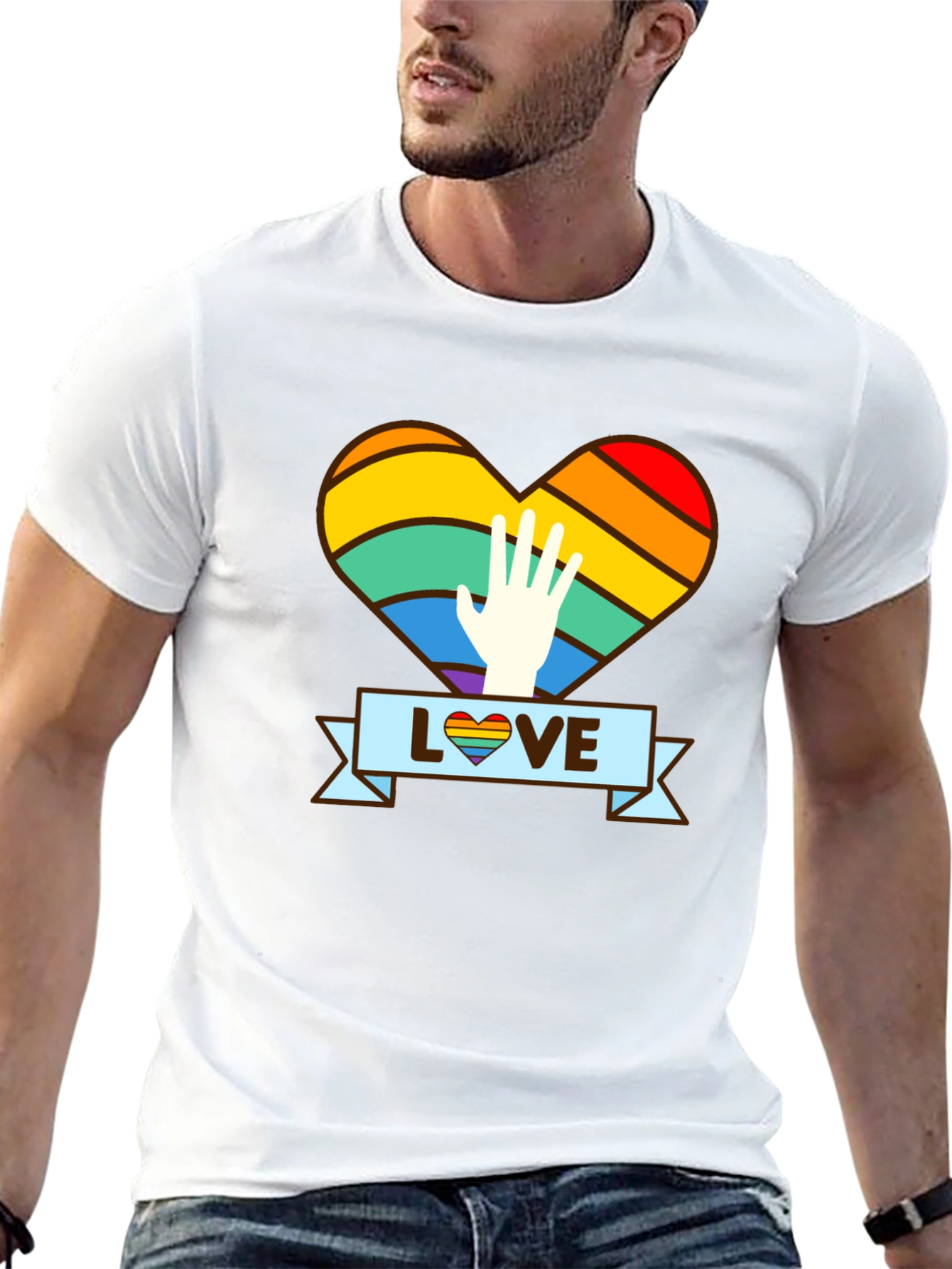 LGBTQ+ Pride Love Rainbow Heart T-Shirt