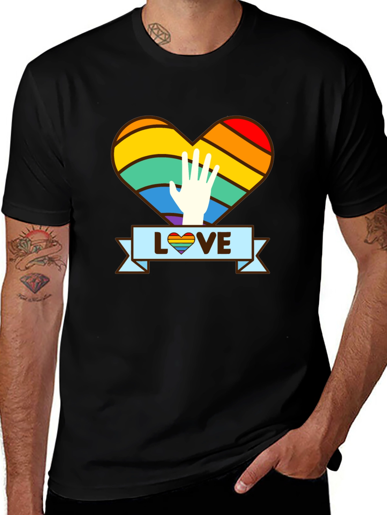 LGBTQ+ Pride Love Rainbow Heart T-Shirt