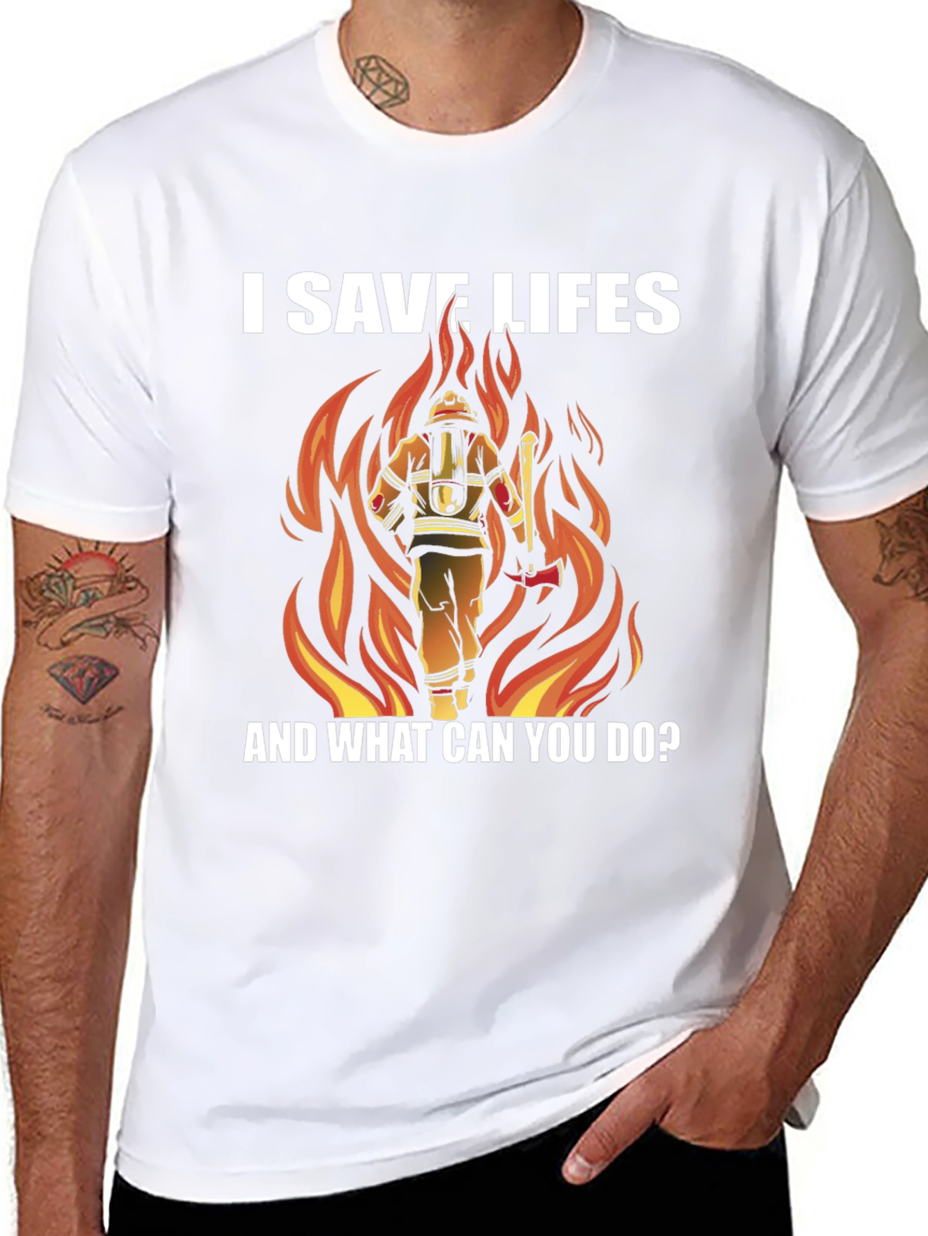 I Save Lives Firefighter Graphic Tee