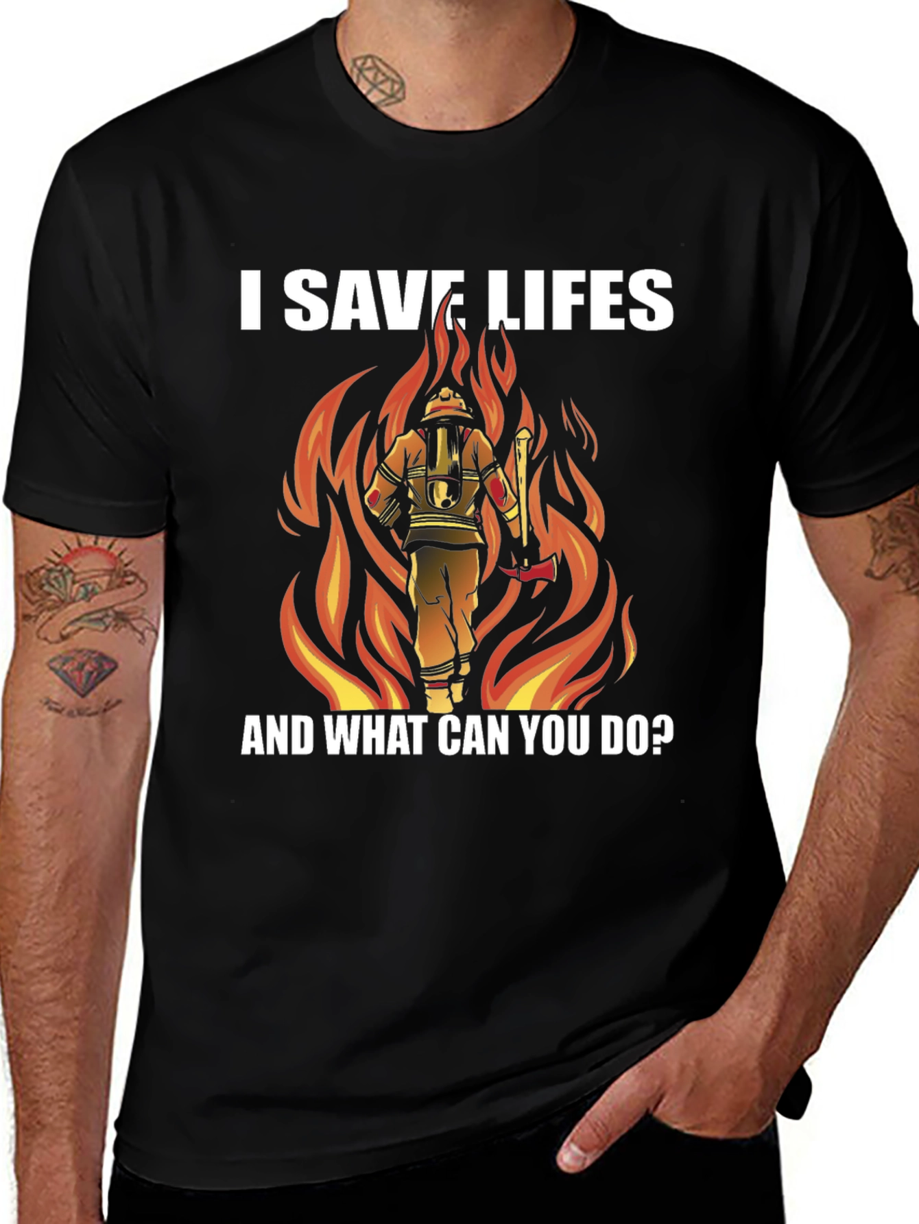 I Save Lives Firefighter Graphic Tee