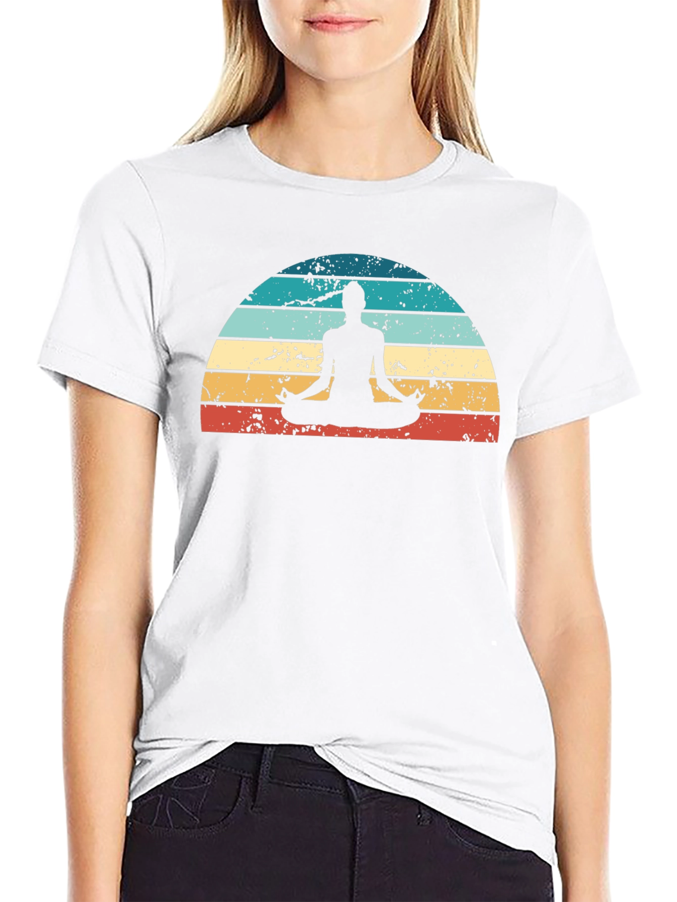 Retro Sunset Yoga Meditation T-Shirt