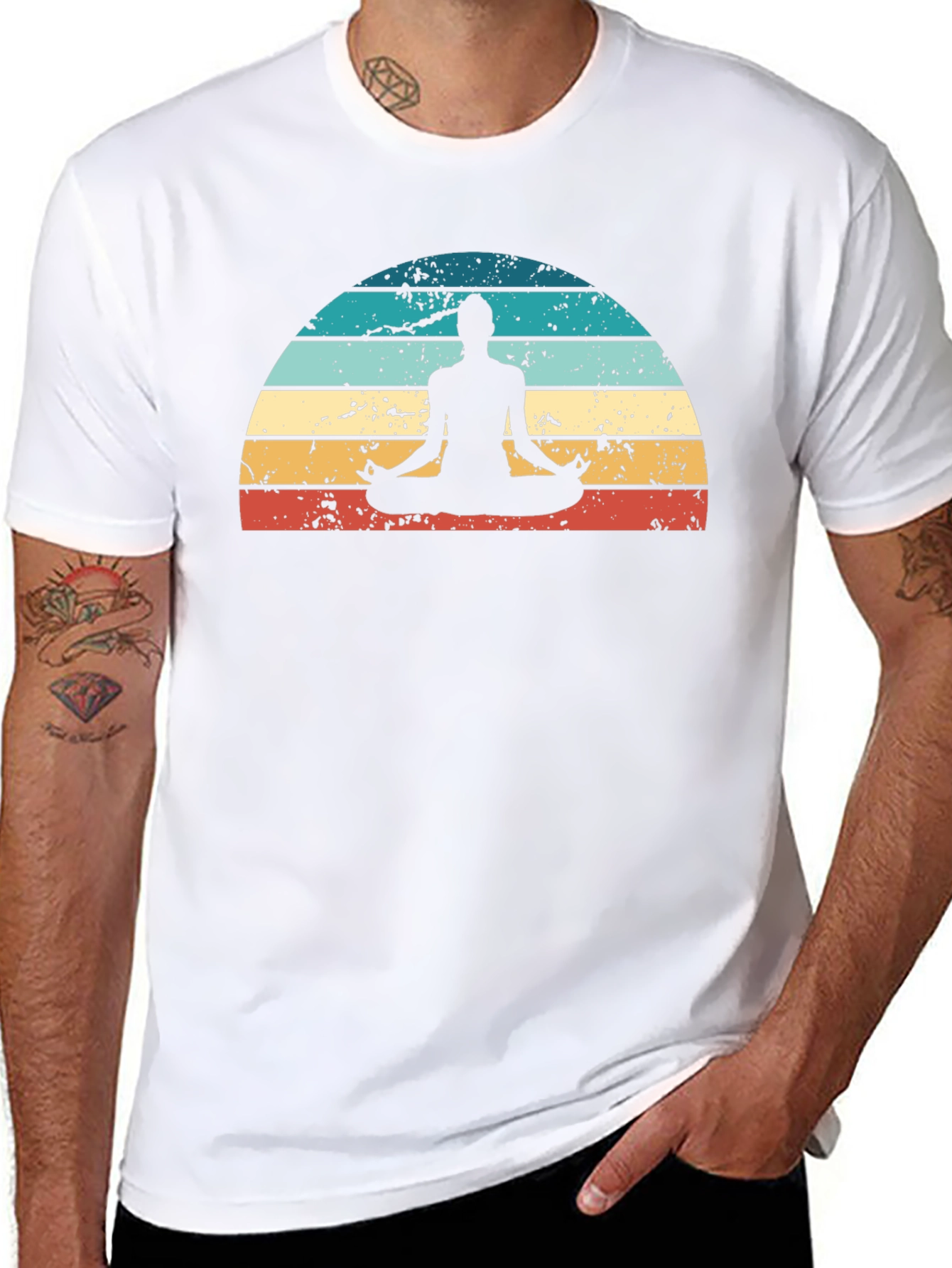 Retro Sunset Yoga Meditation T-Shirt