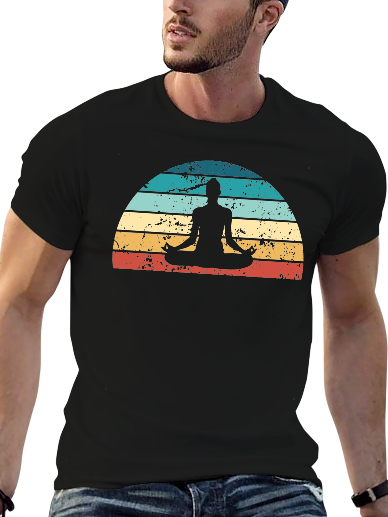Retro Sunset Yoga Meditation T-Shirt