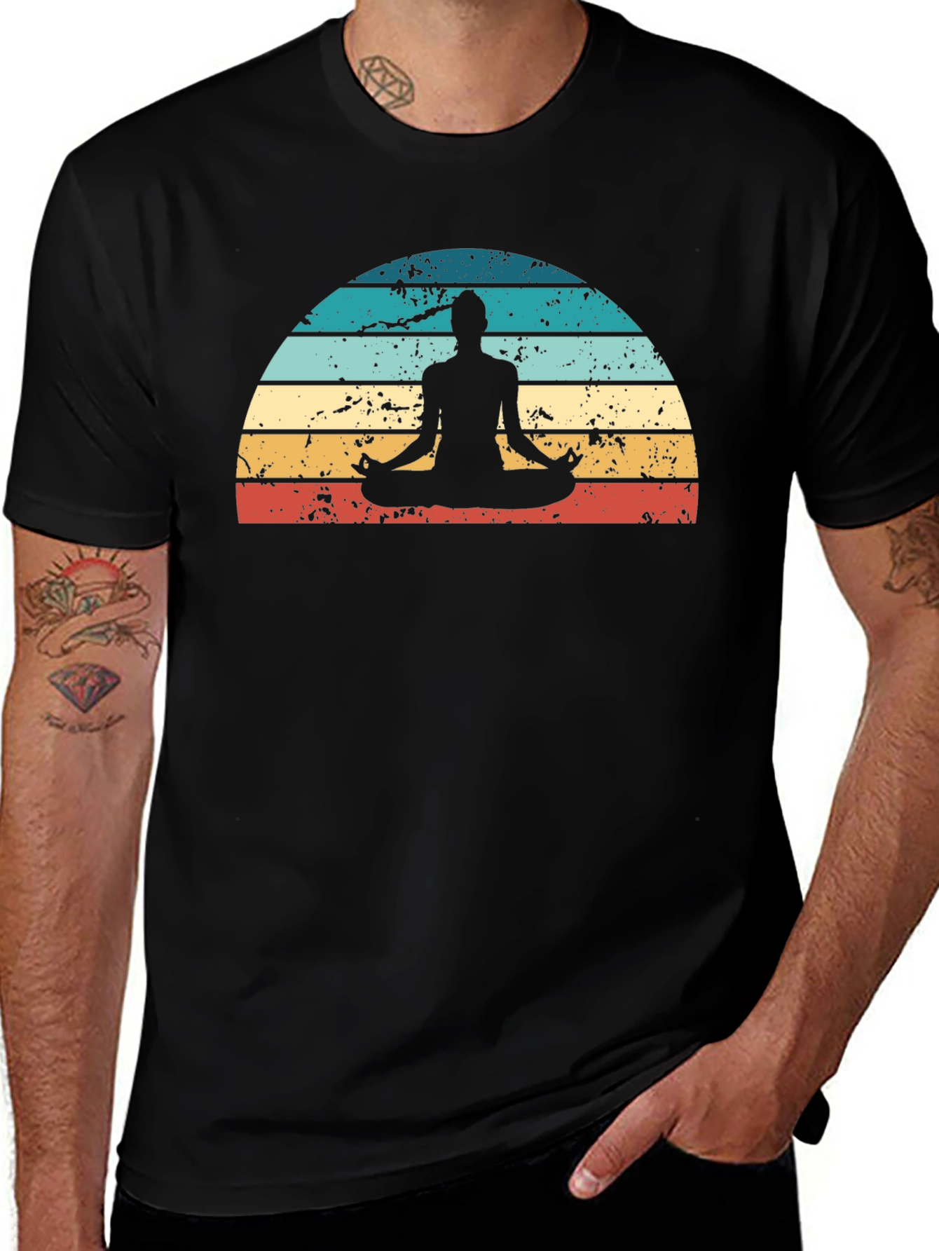 Retro Sunset Yoga Meditation T-Shirt