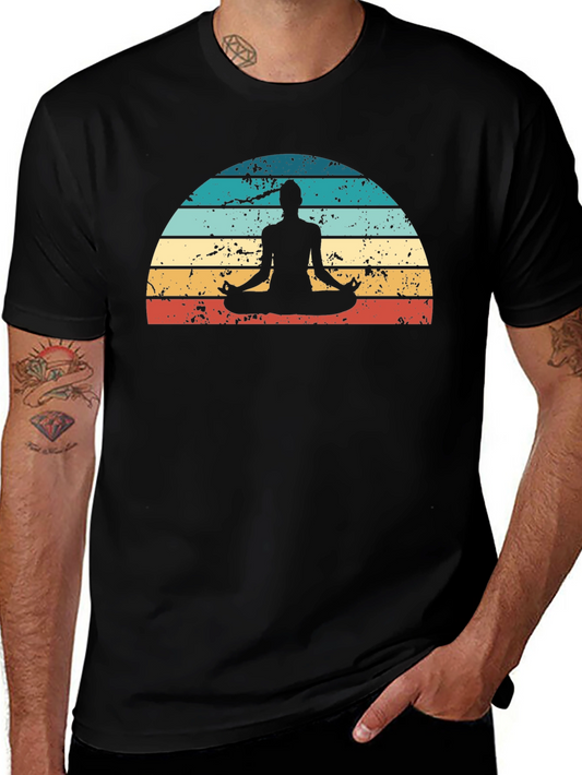 Retro Sunset Yoga Meditation T-Shirt