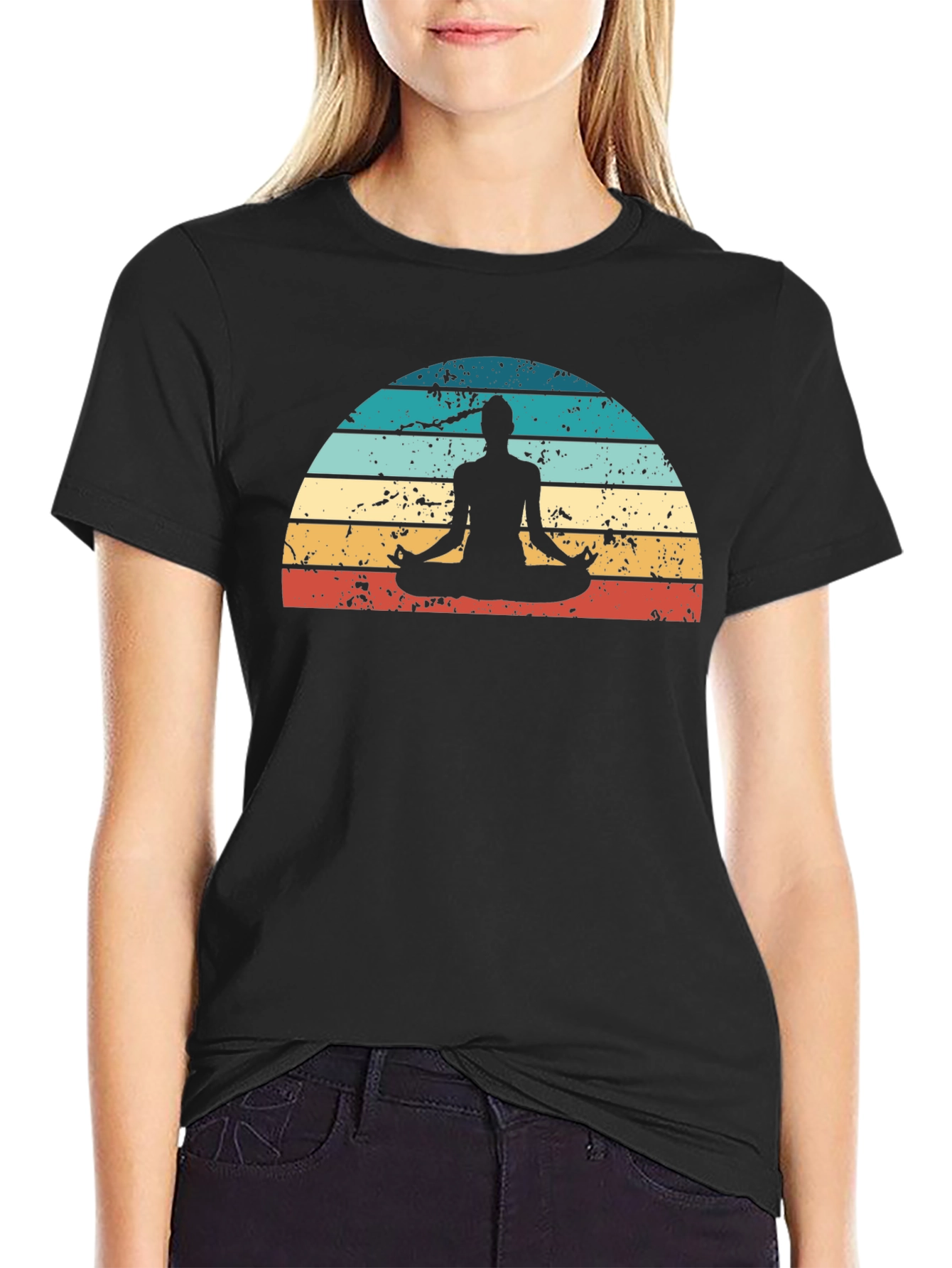 Retro Sunset Yoga Meditation T-Shirt