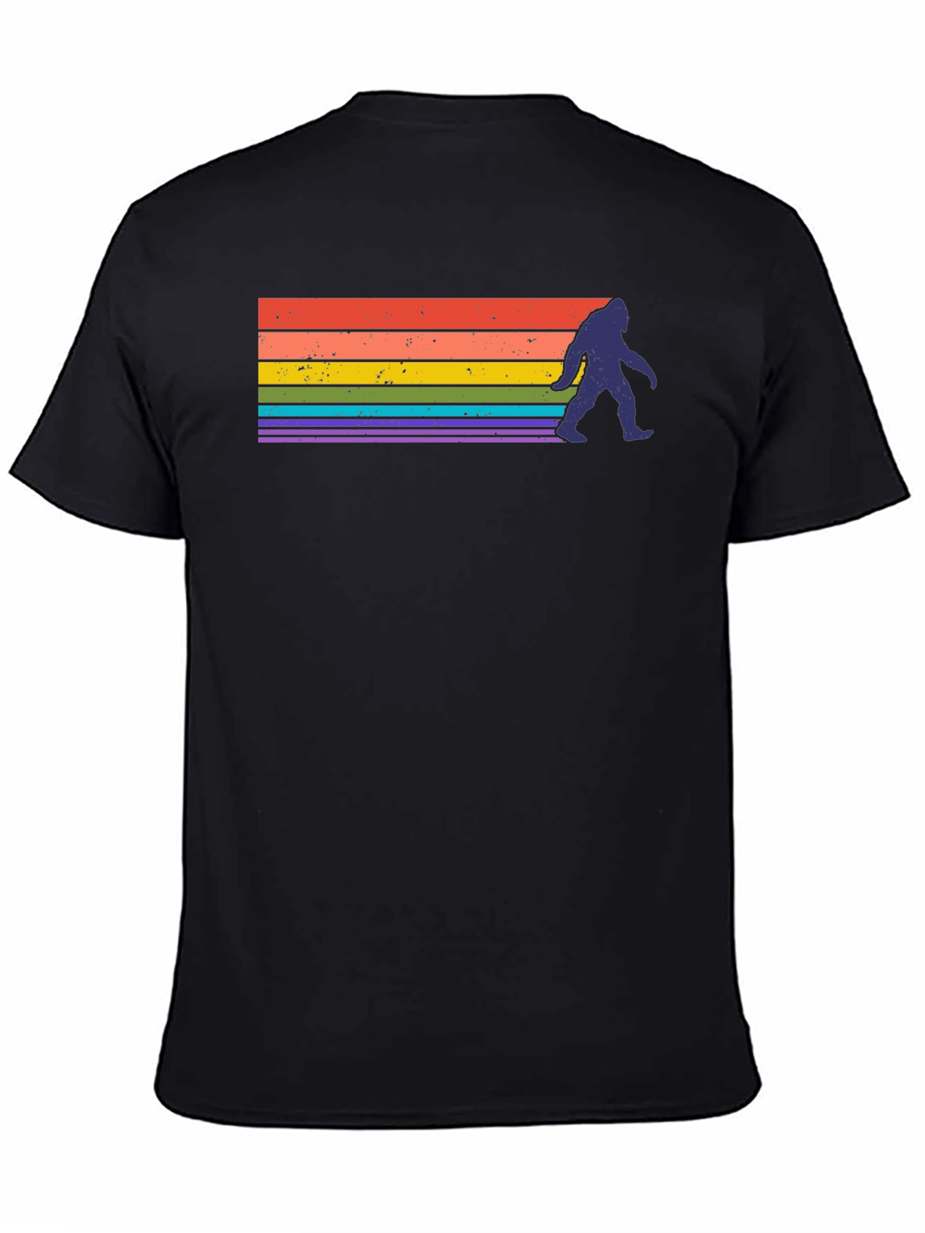 Retro Bigfoot Rainbow T-Shirt - Sasquatch Pride Tee