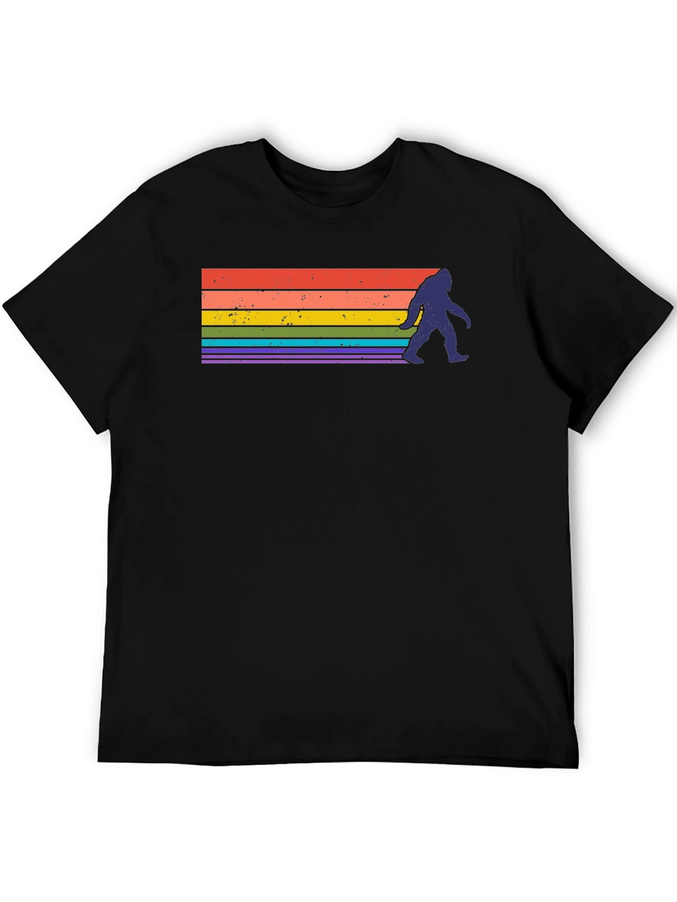 Retro Bigfoot Rainbow T-Shirt - Sasquatch Pride Tee