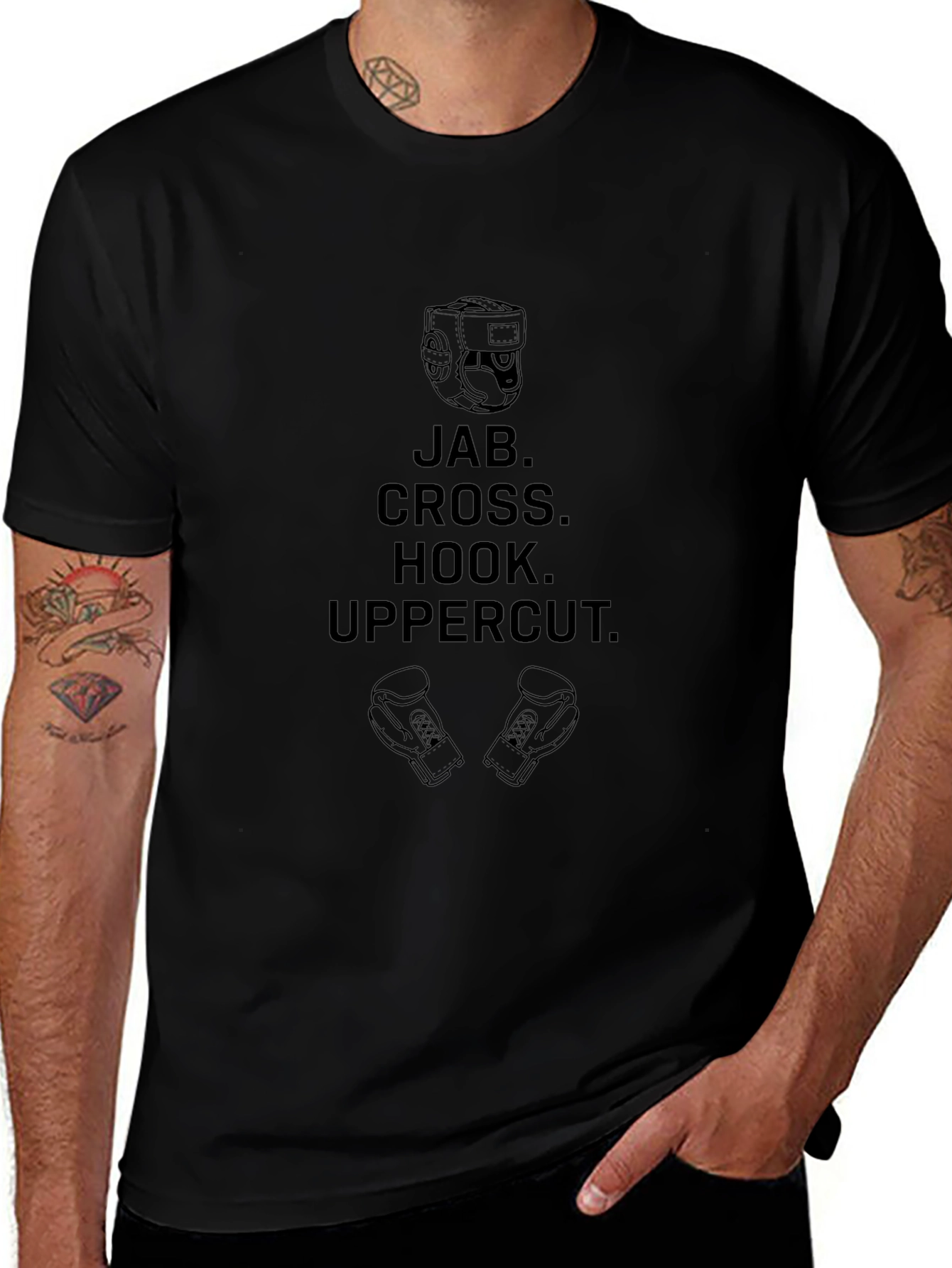 Boxing Moves Graphic Tee - Jab Cross Hook Uppercut