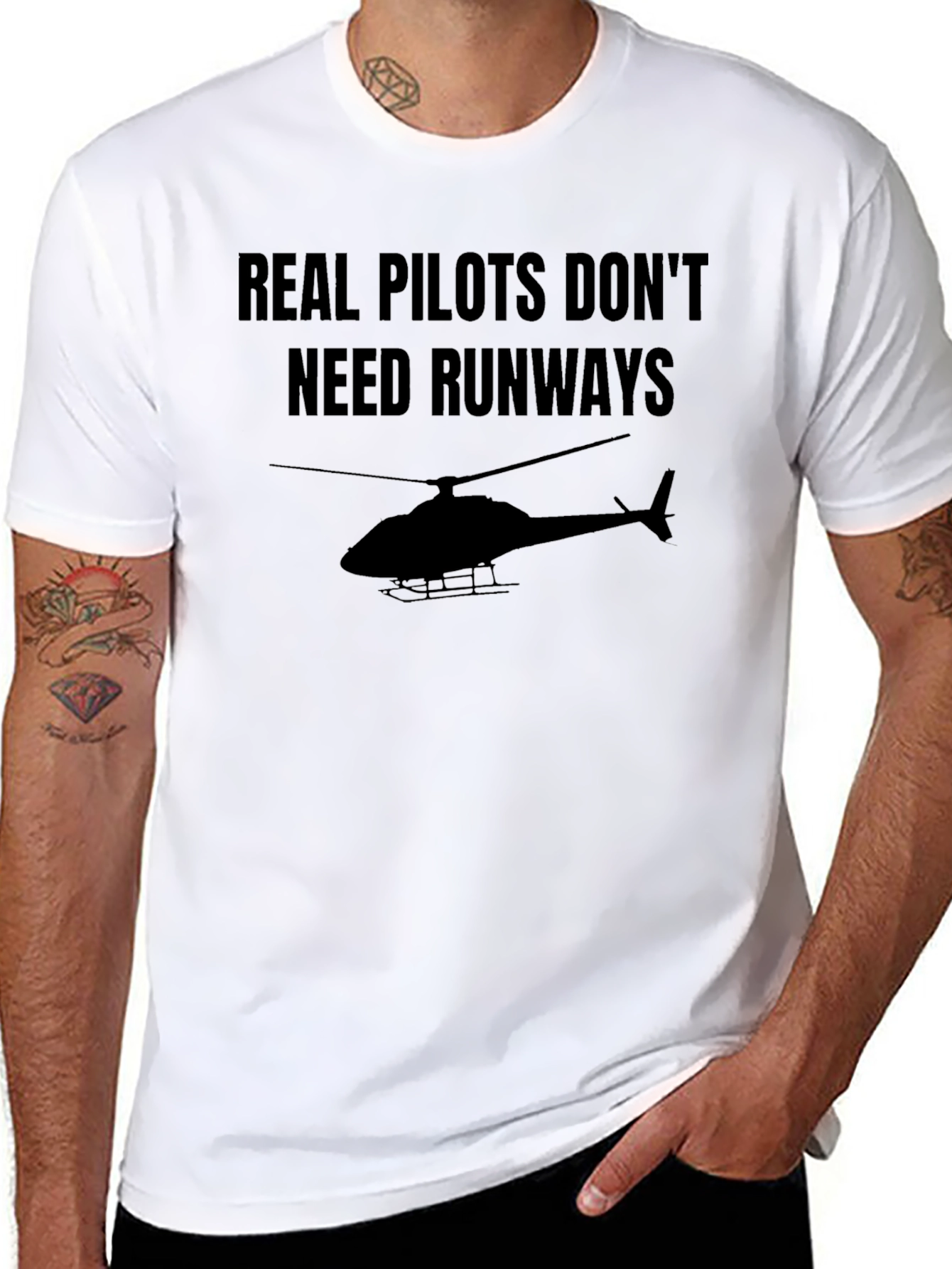 Real Pilots Dont Need Runways Black T-Shirt