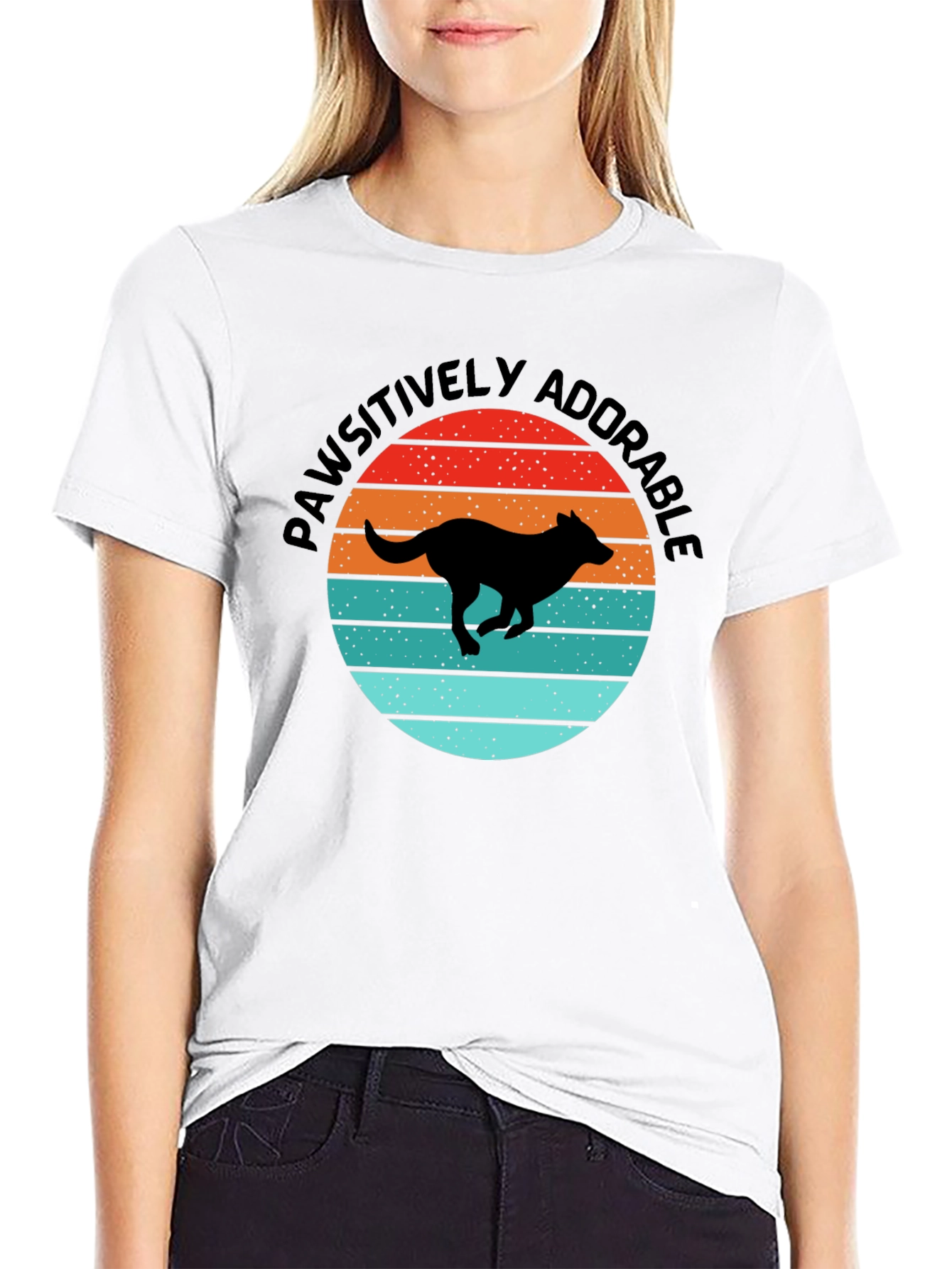 Pawsitively Adorable Dog Sunset Graphic Tee