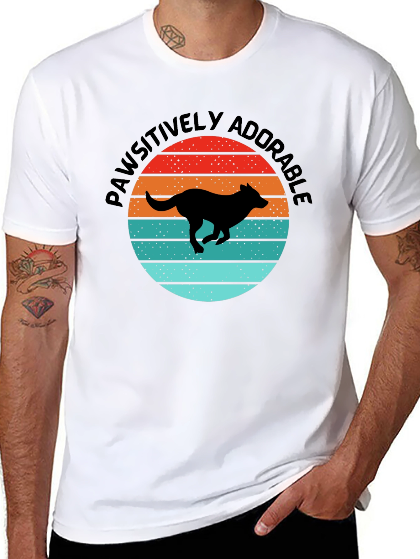 Pawsitively Adorable Dog Sunset Graphic Tee