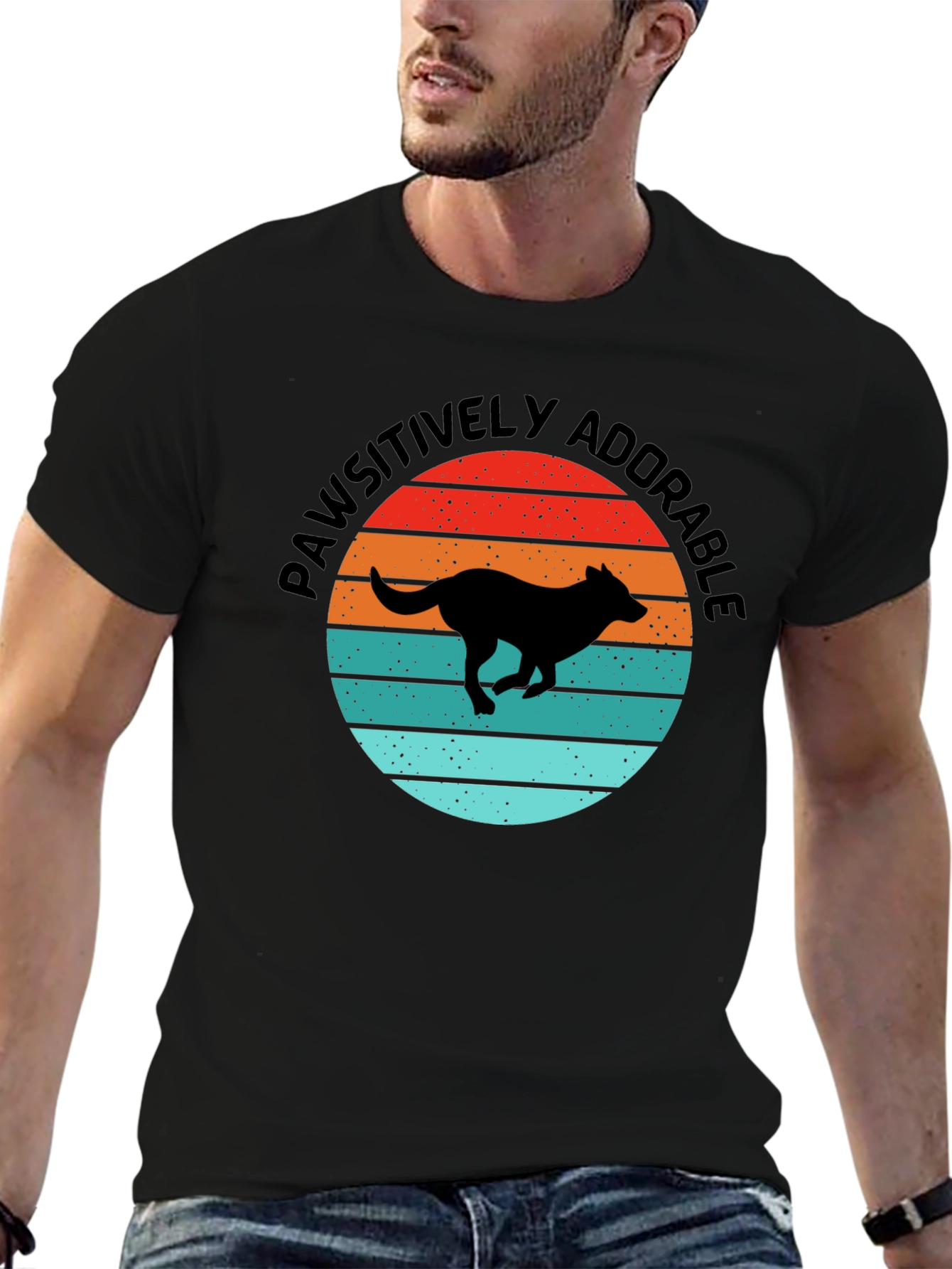 Pawsitively Adorable Dog Sunset Graphic Tee
