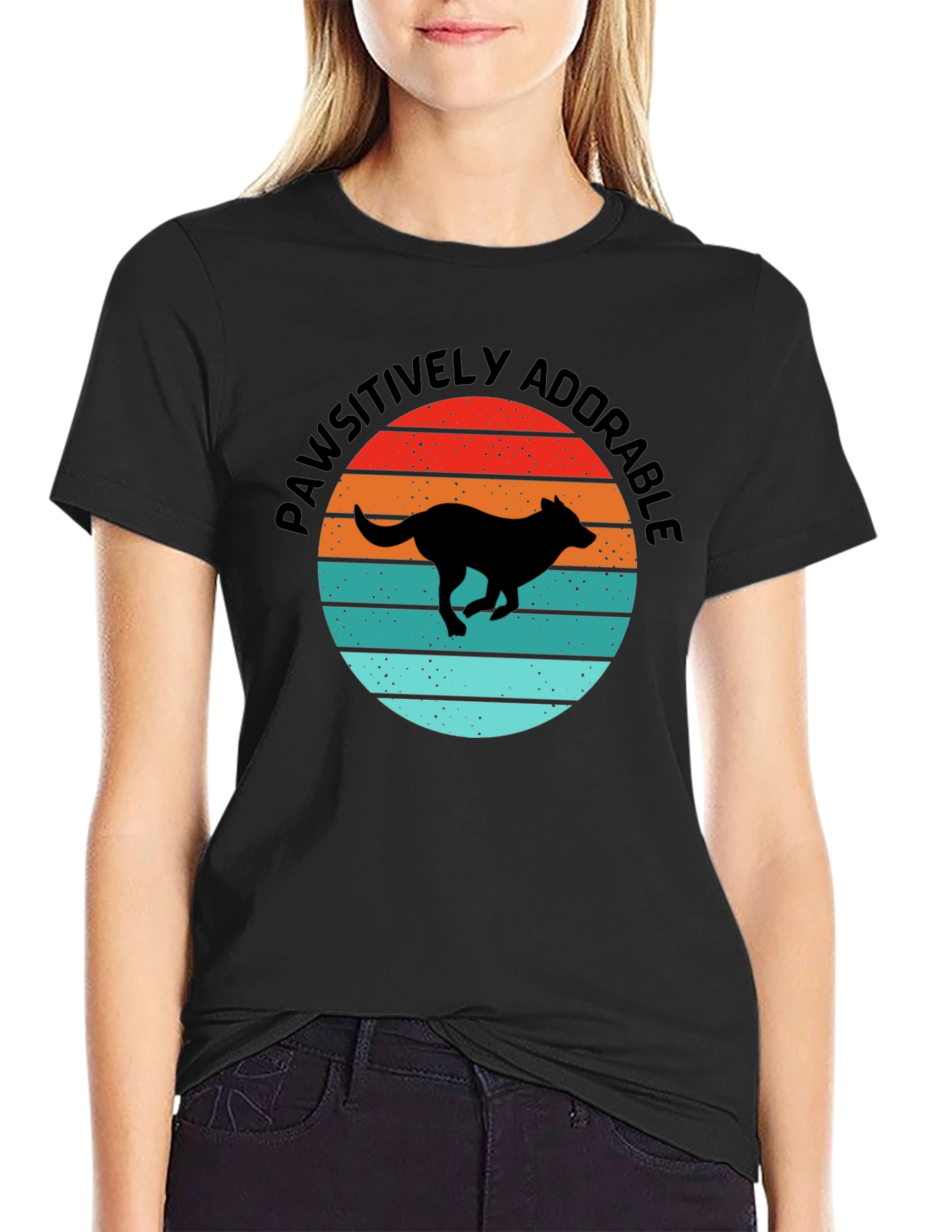 Pawsitively Adorable Dog Sunset Graphic Tee