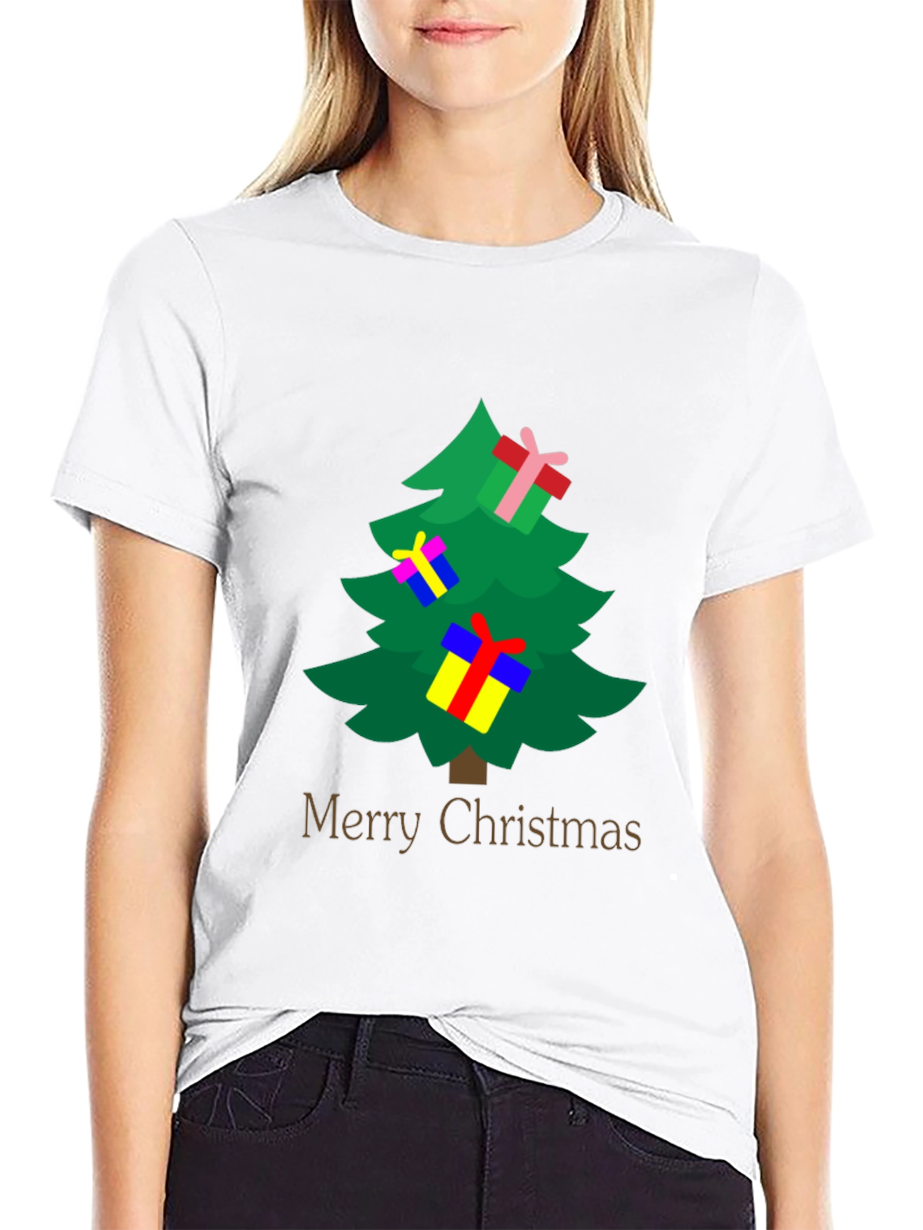 Merry Christmas Tree Graphic Tee - Holiday Spirit